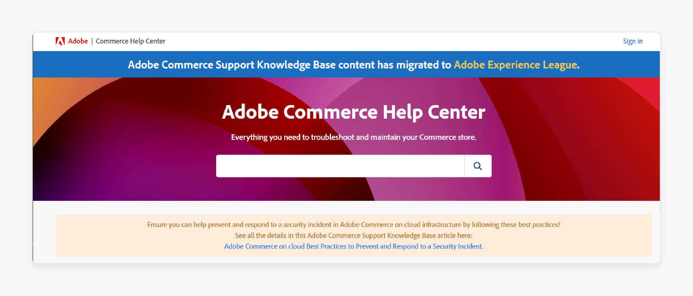 Adobe Commerce Help Center of Magento Enterprise Support