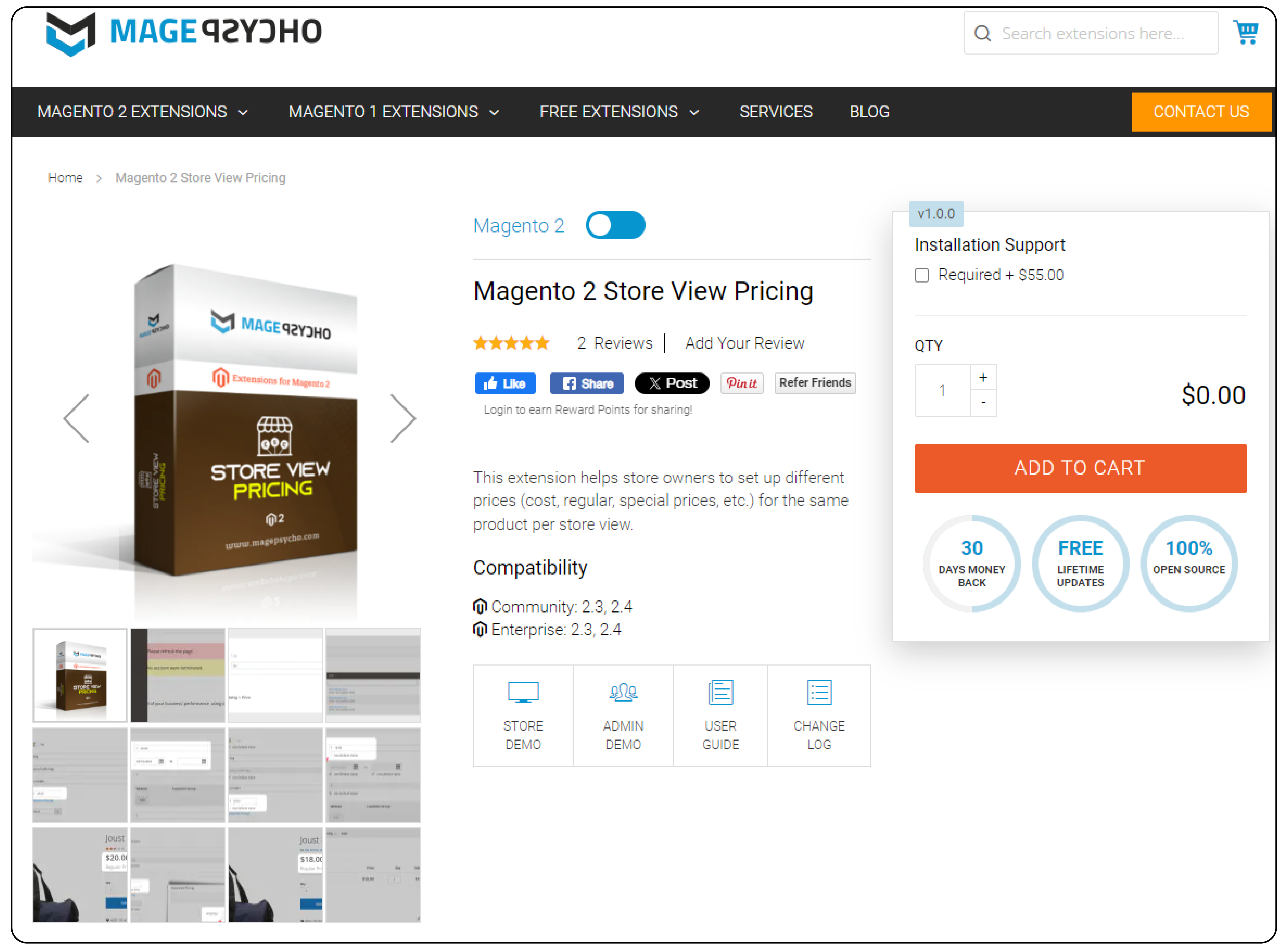 MagePsycho Magento 2 Multiple Store View Pricing