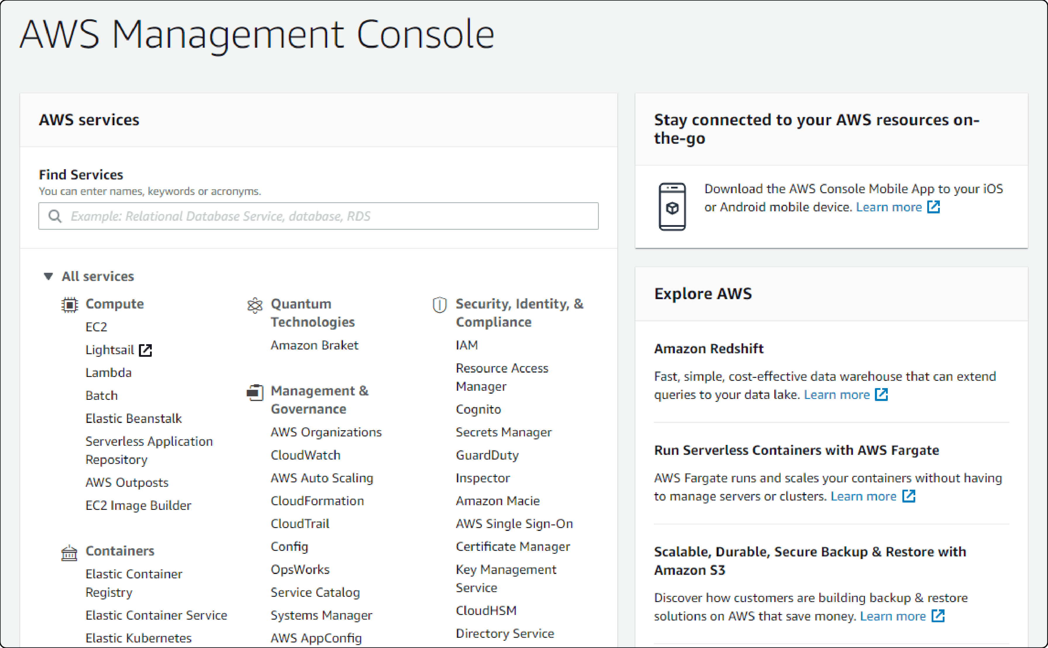 Log into AWS Management Console
