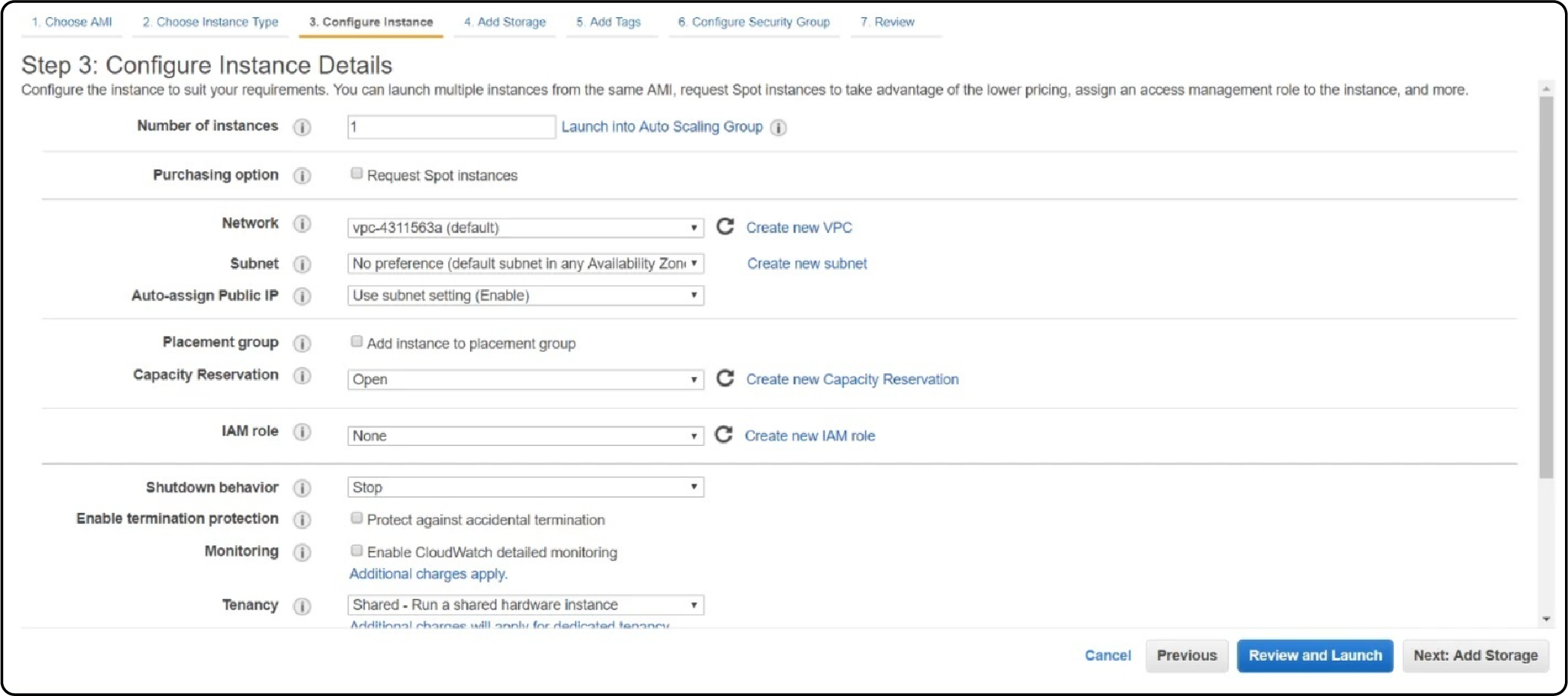 Setup a Server on Amazon EC2-Configure instance details