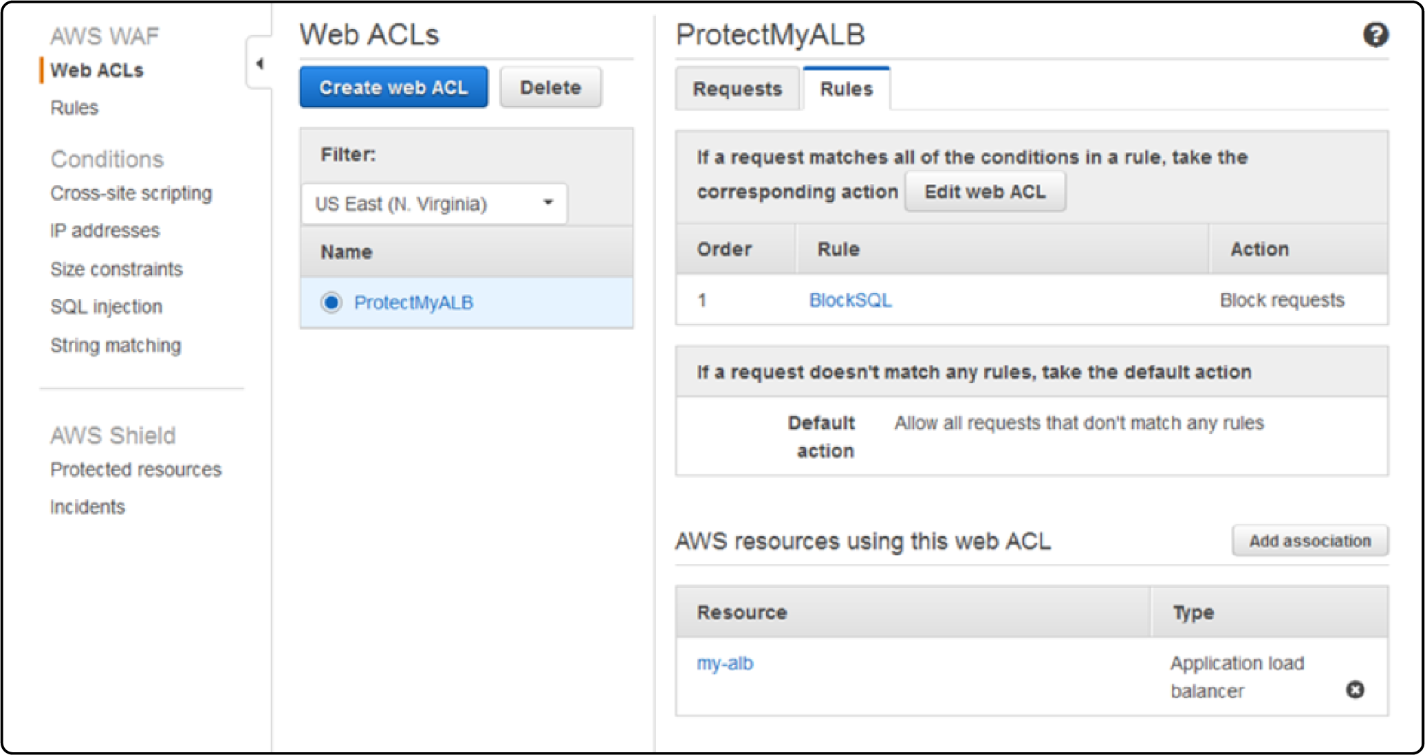 Associating web ACL to integrate AWS WAF Magento