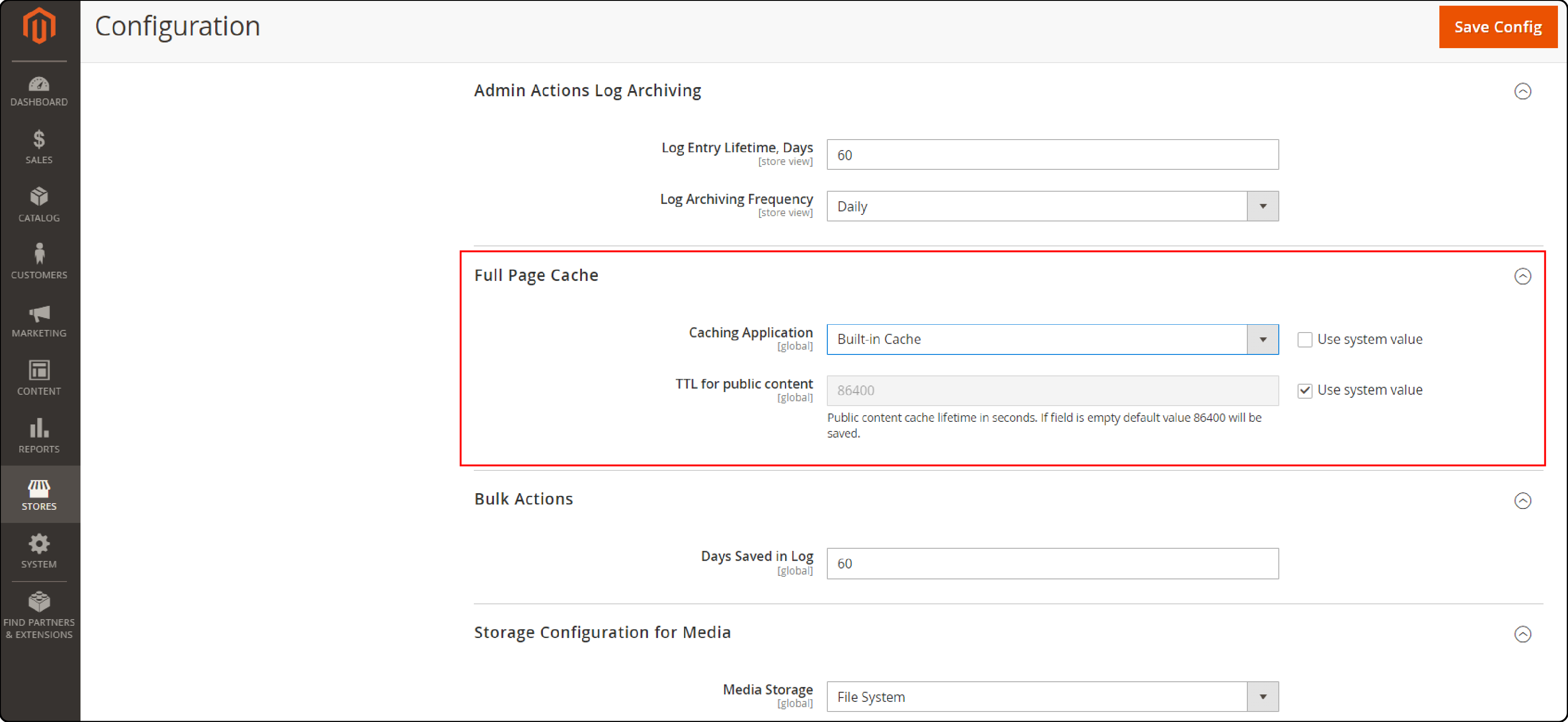 How Do You Configure Full-page Cache in Magento 2- Navigate to Full Page Cache