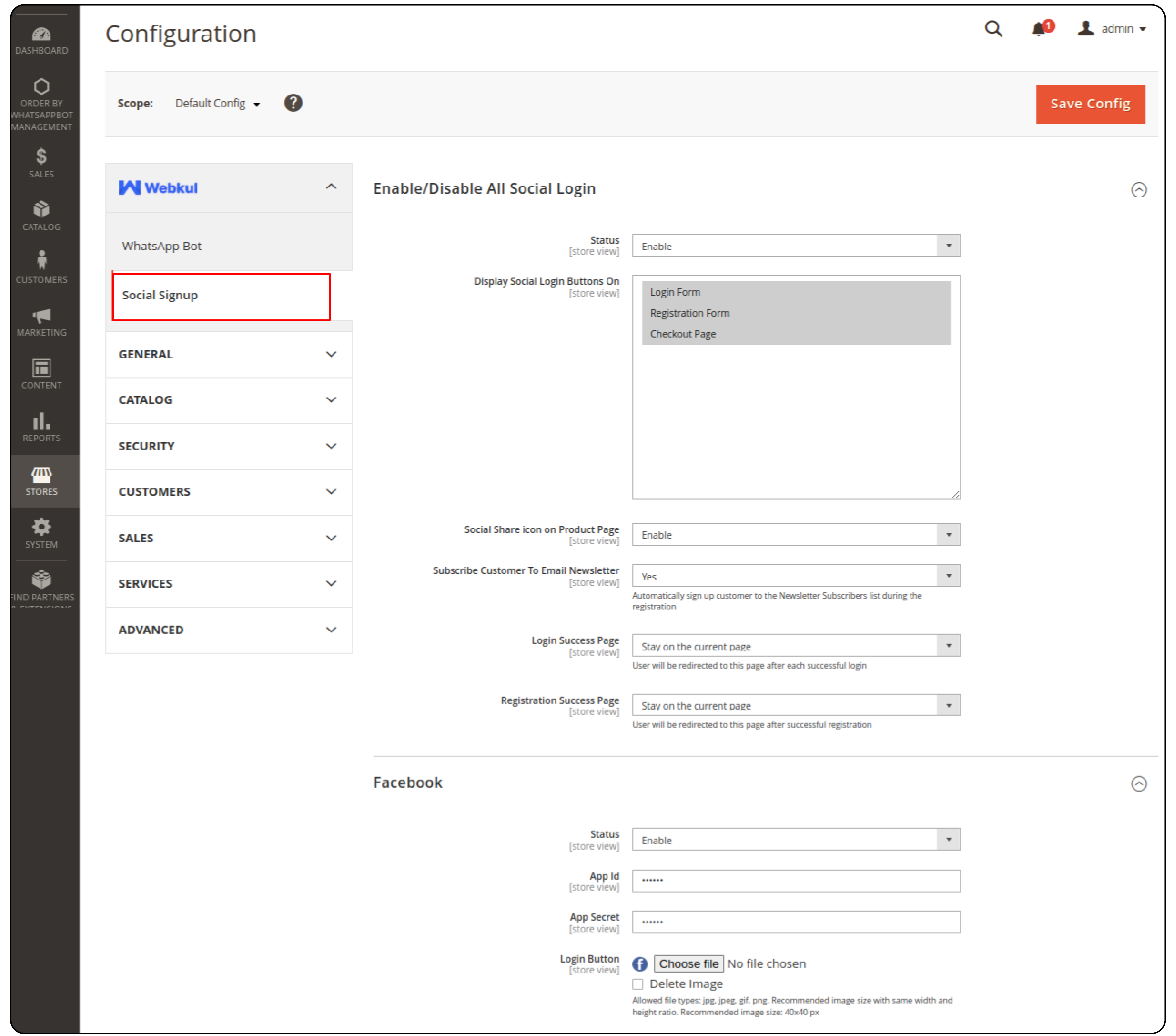 Configure Magento 2 Social login Settings