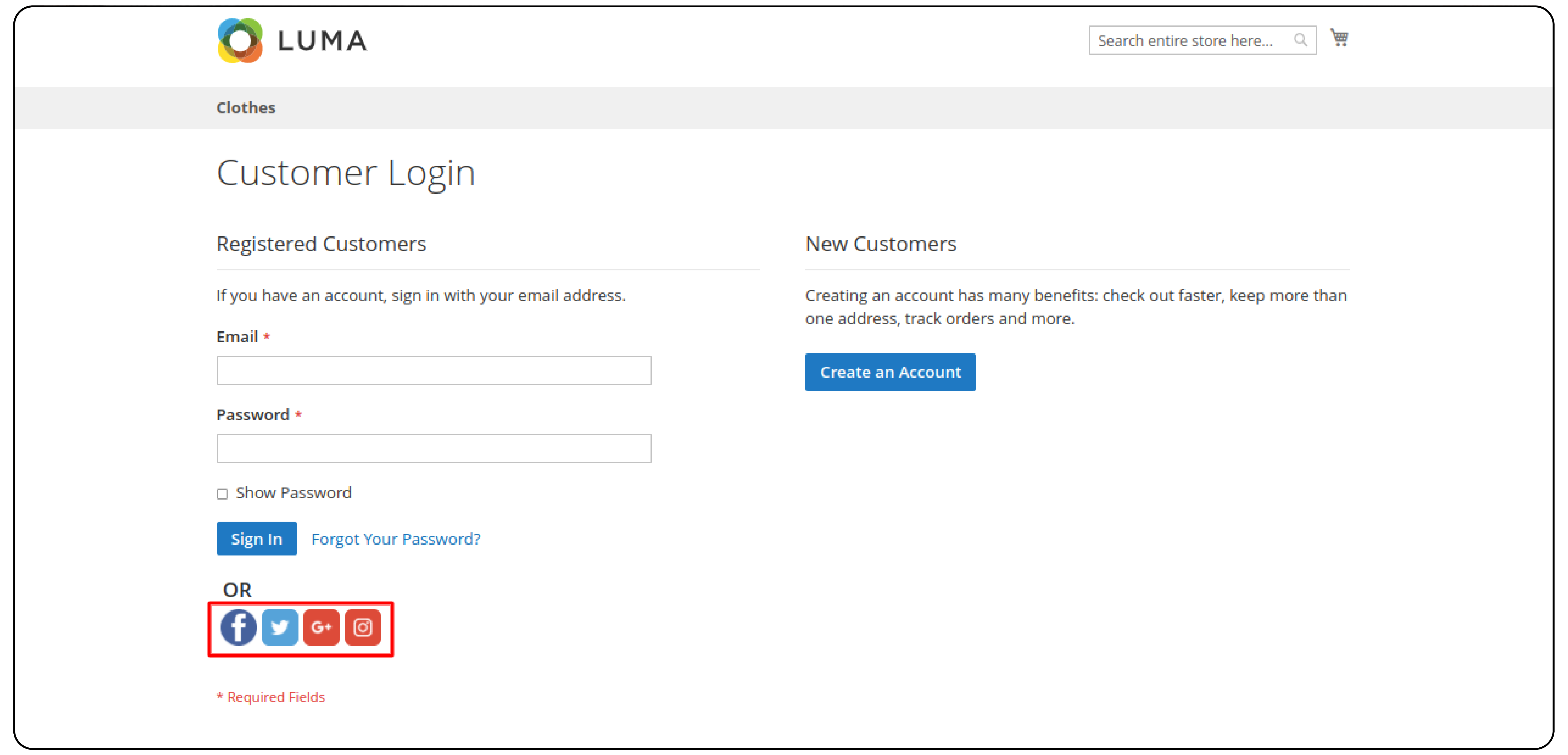 Magento 2 Social Login on log in page