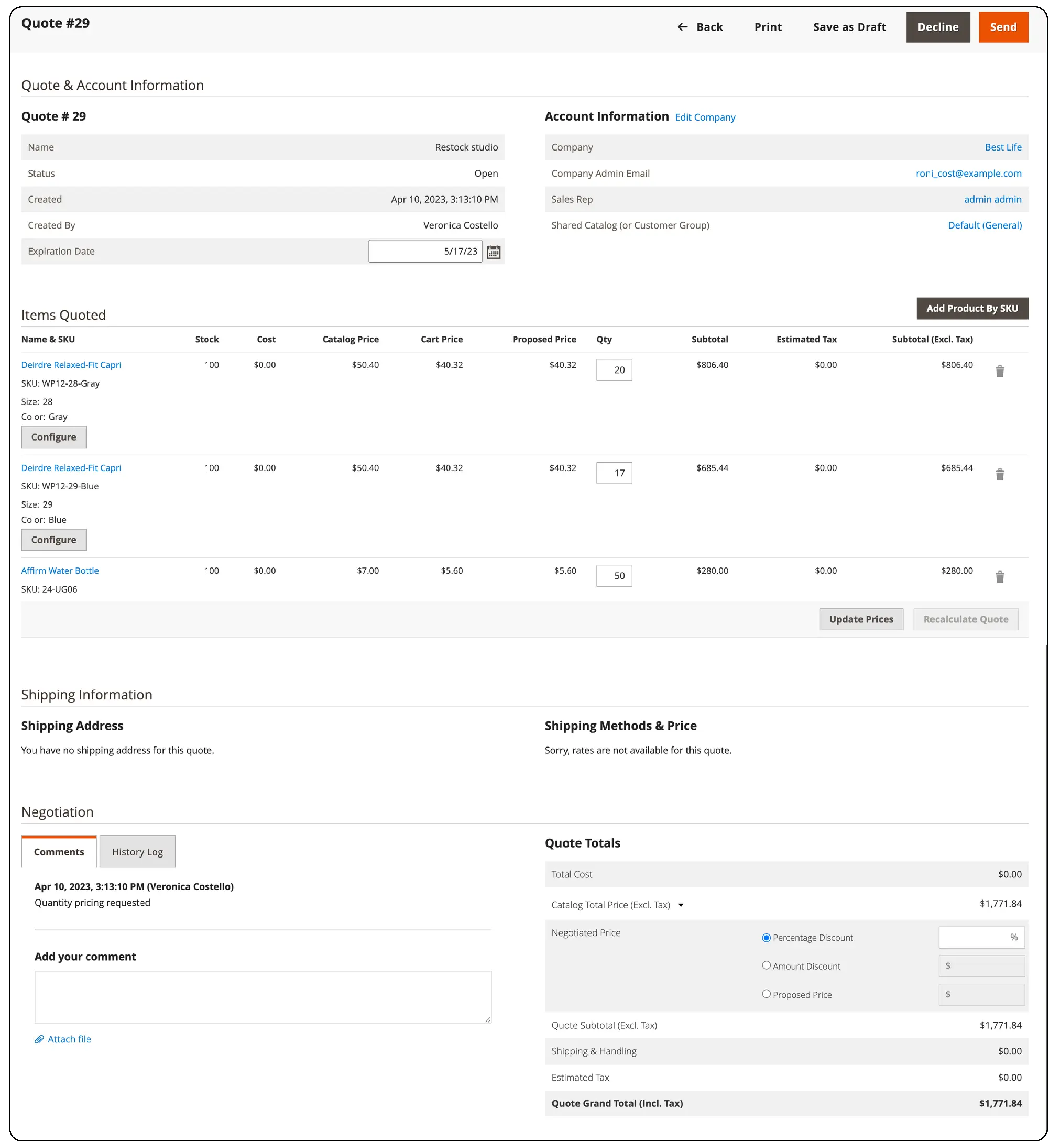 Magento 2 Negotiable Quote Workflow - Agreement and Finalization