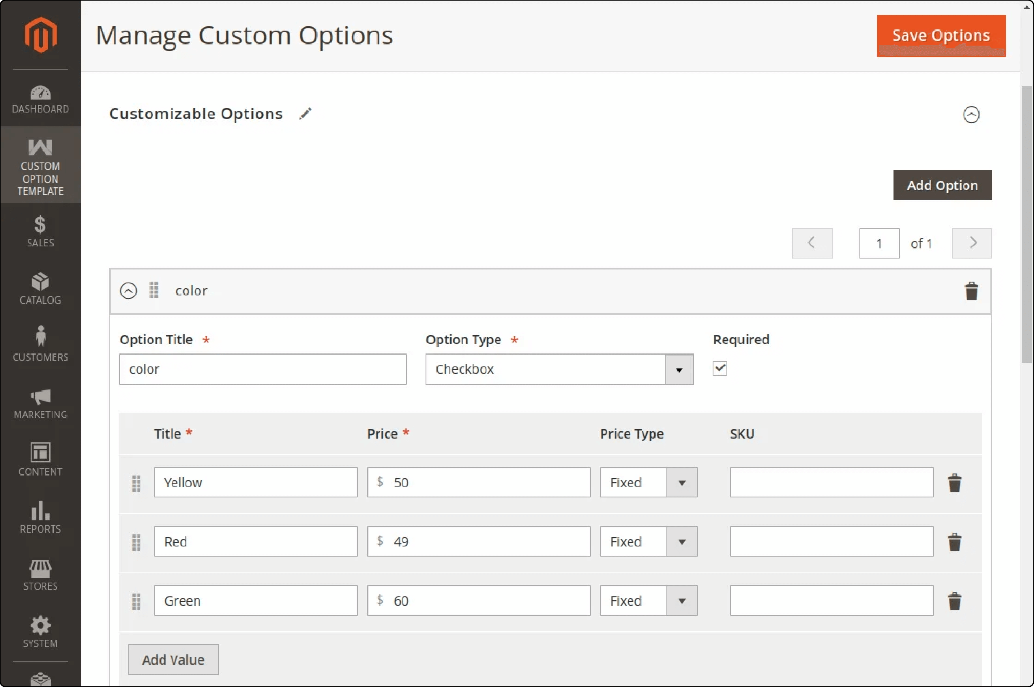 Adding custom options to a template in Magento 2's product settings