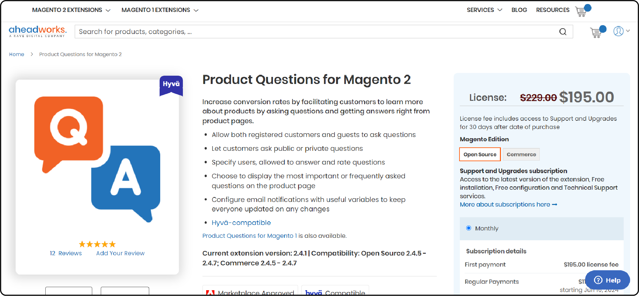 AheadWorks Magento 2 Product Question Extension