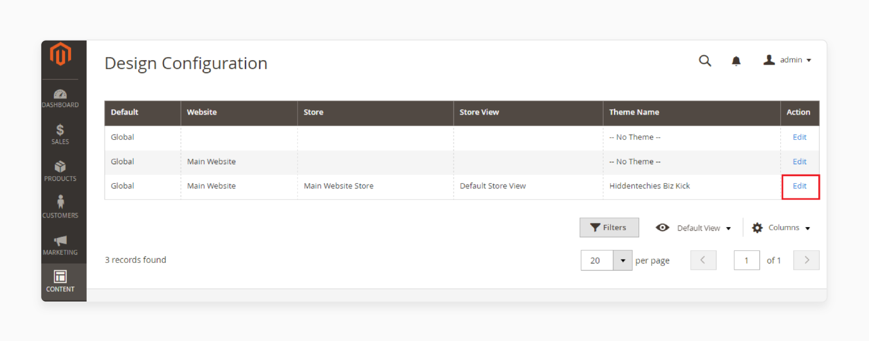 Edit default store view options in magento 2