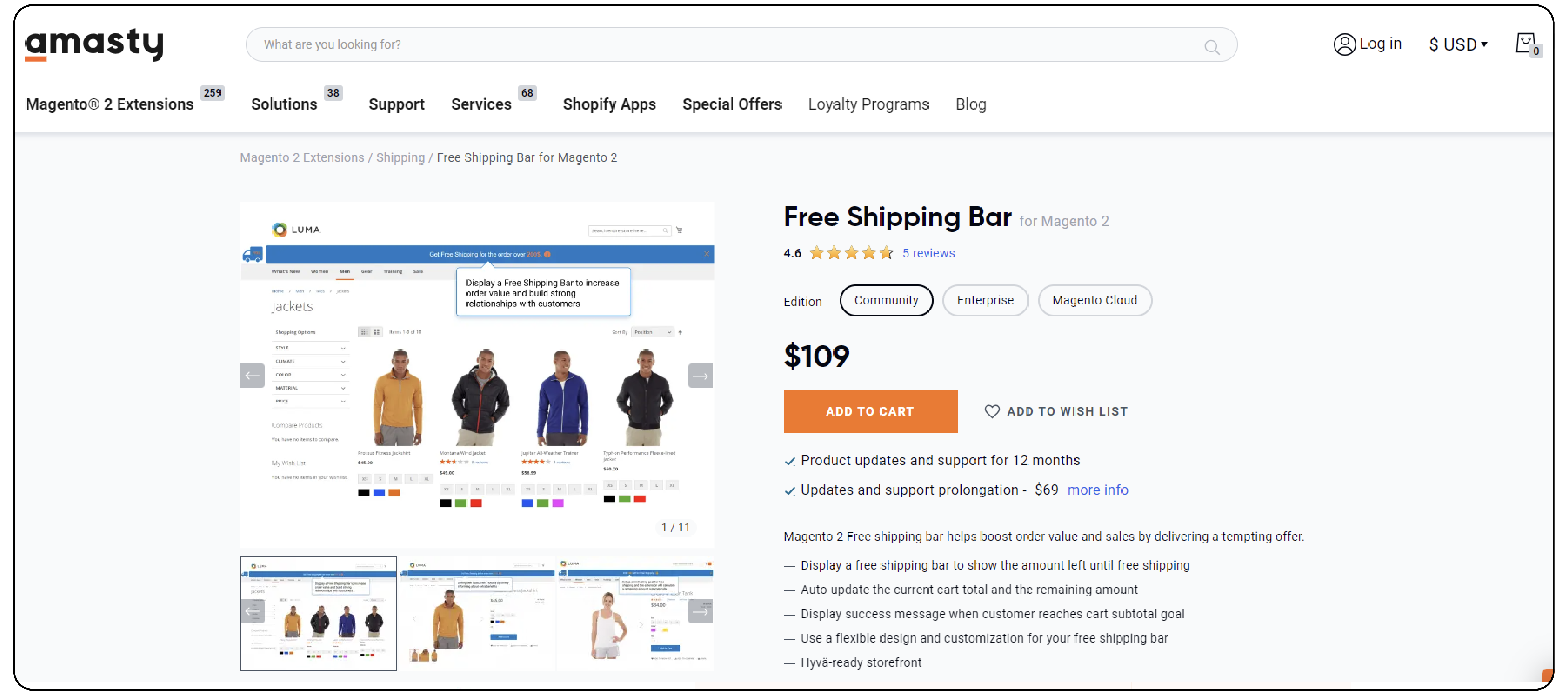 Free Shipping Bar for Magento 2 - Amasty