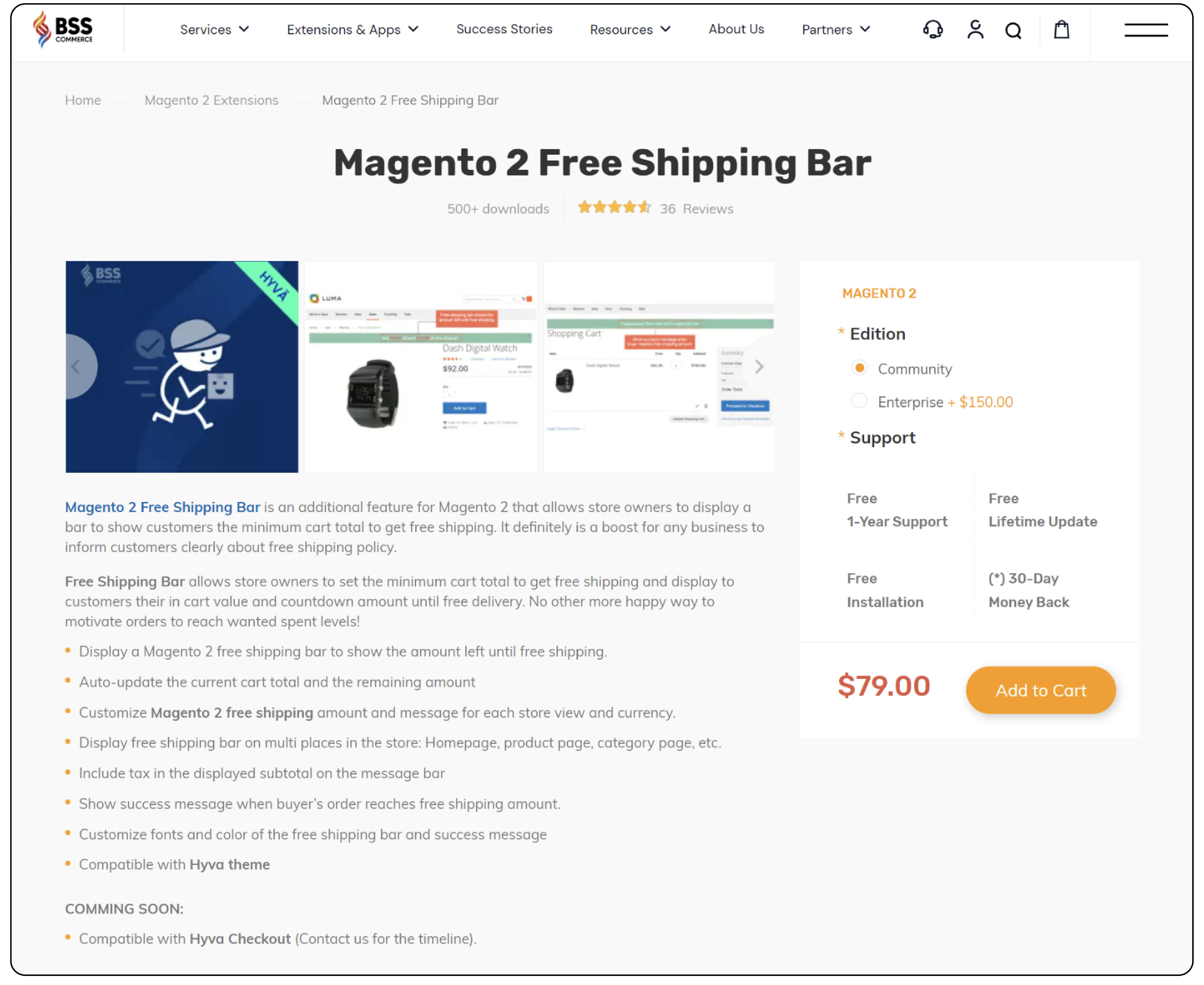 Magento 2 Free Shipping Bar - BSSCommerce