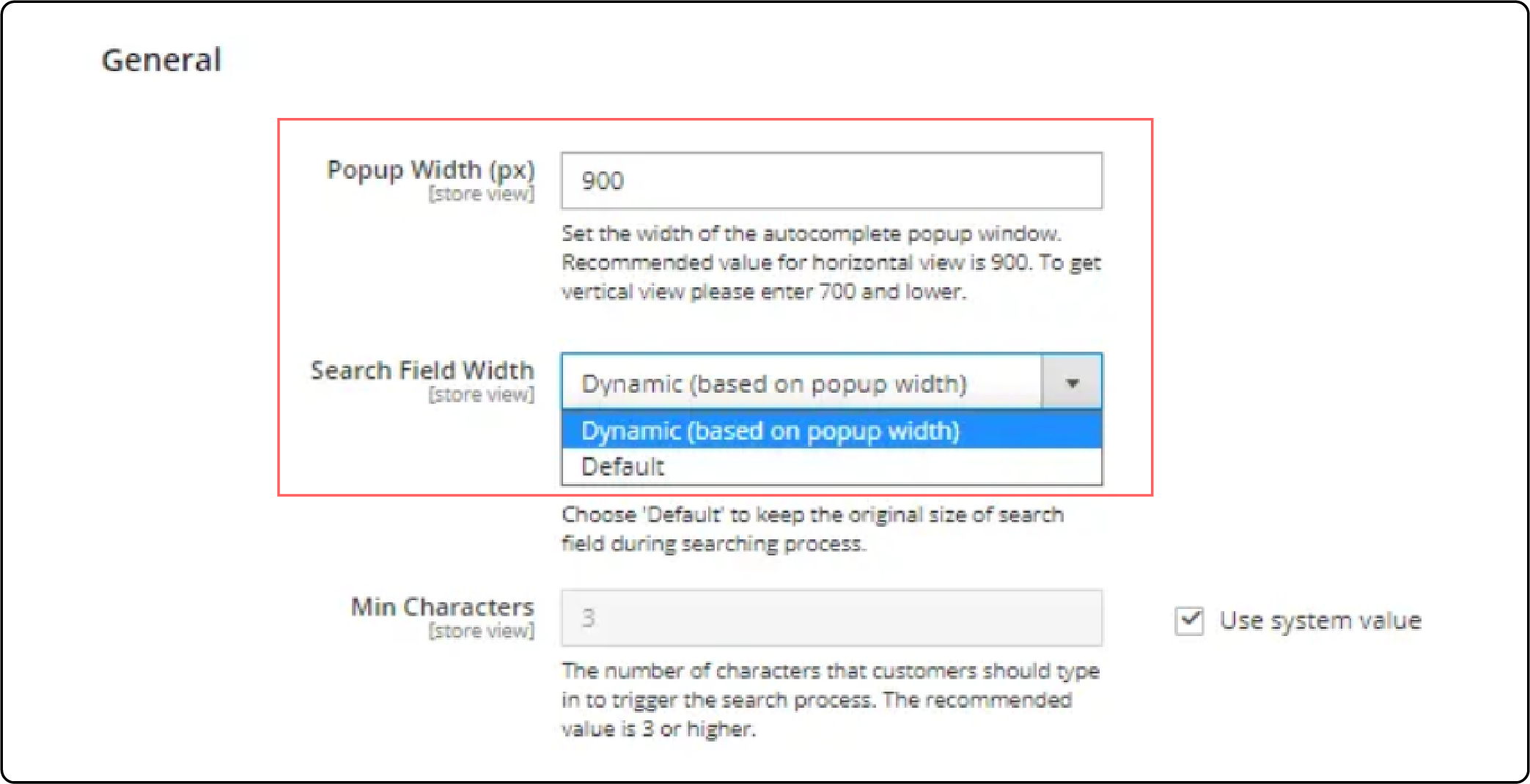 Settings for Magento 2 Elasticsearch