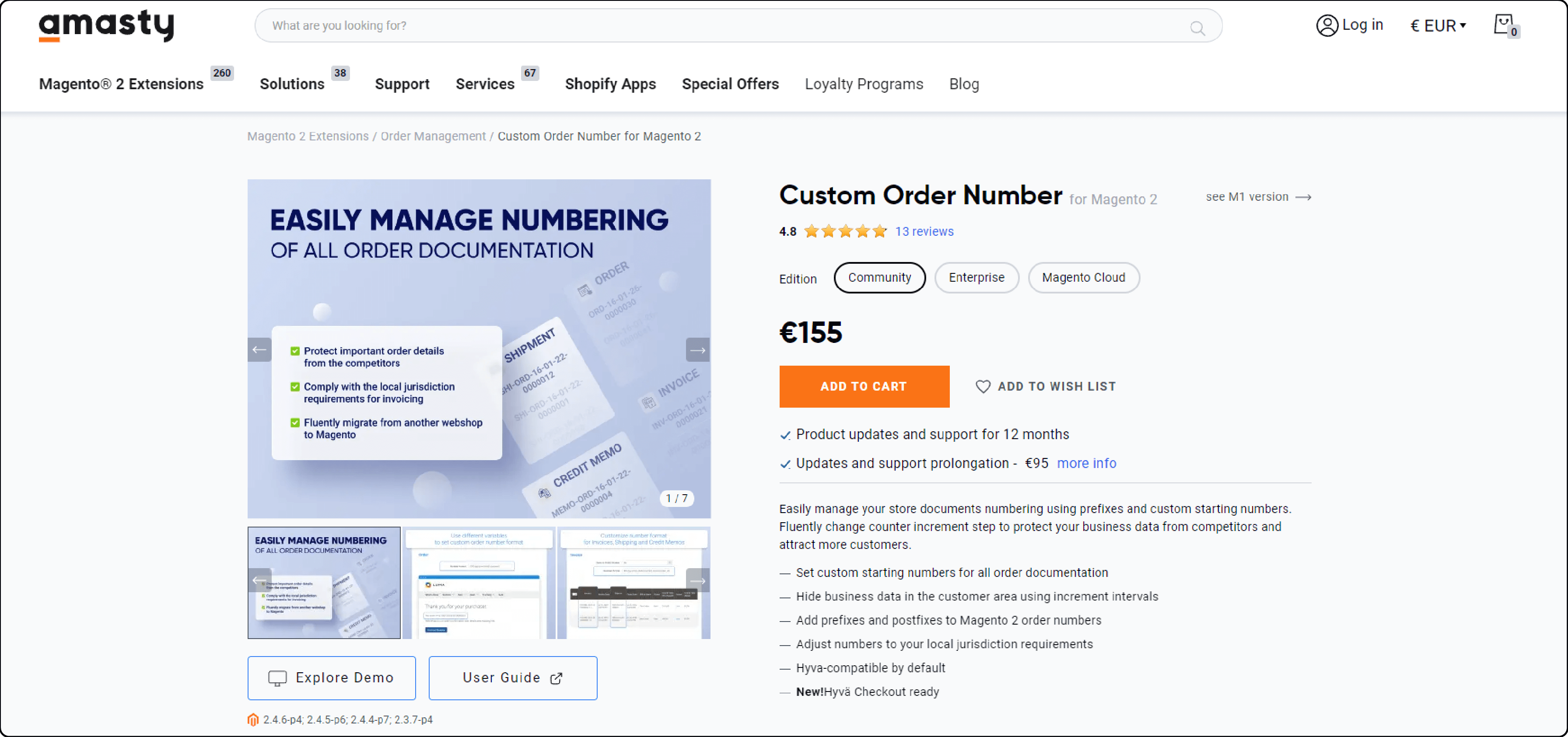 Custom Order Number for Magento 2 - Amasty