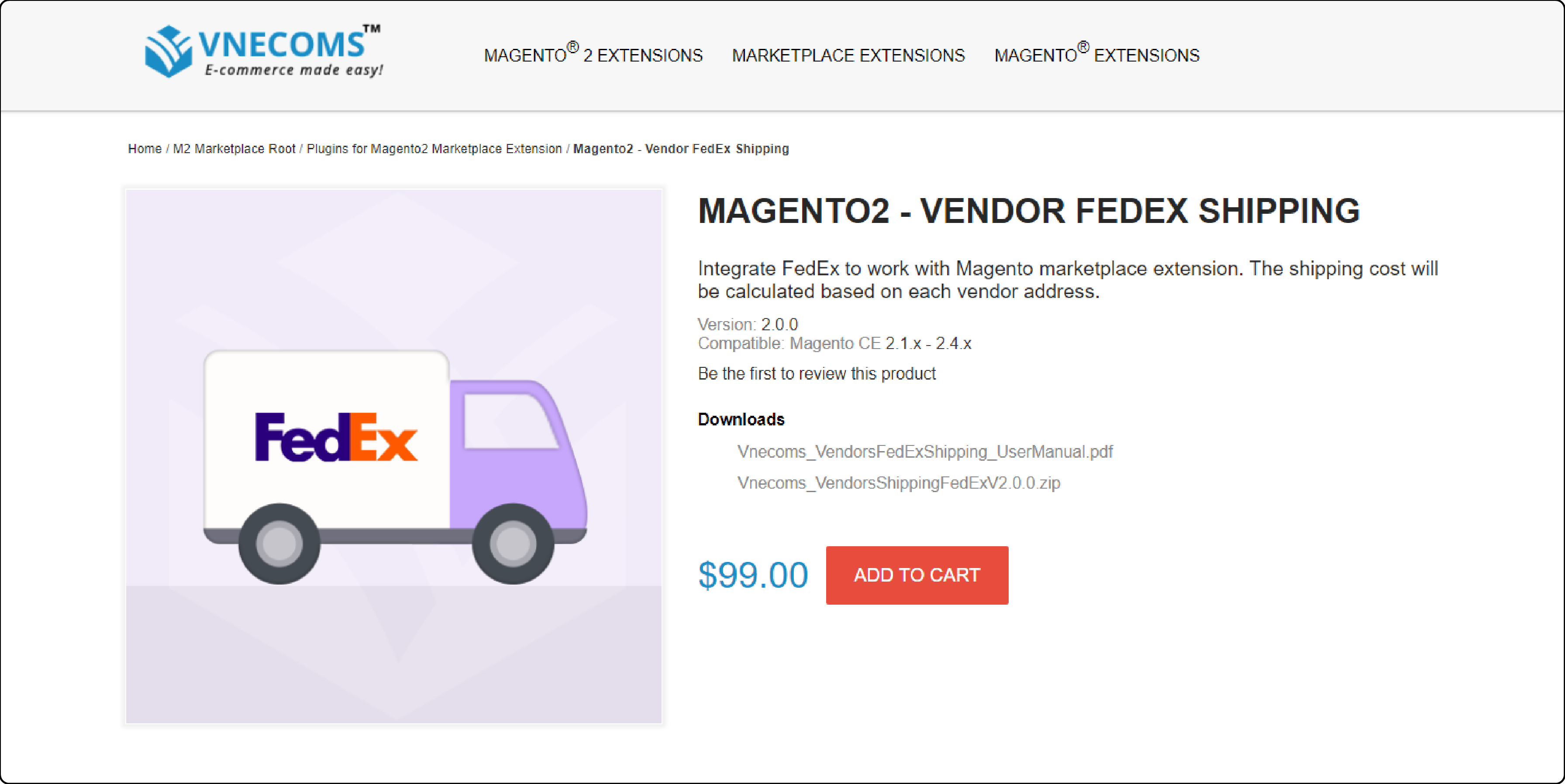 Vnecoms FedEx Magento 2 Extensions