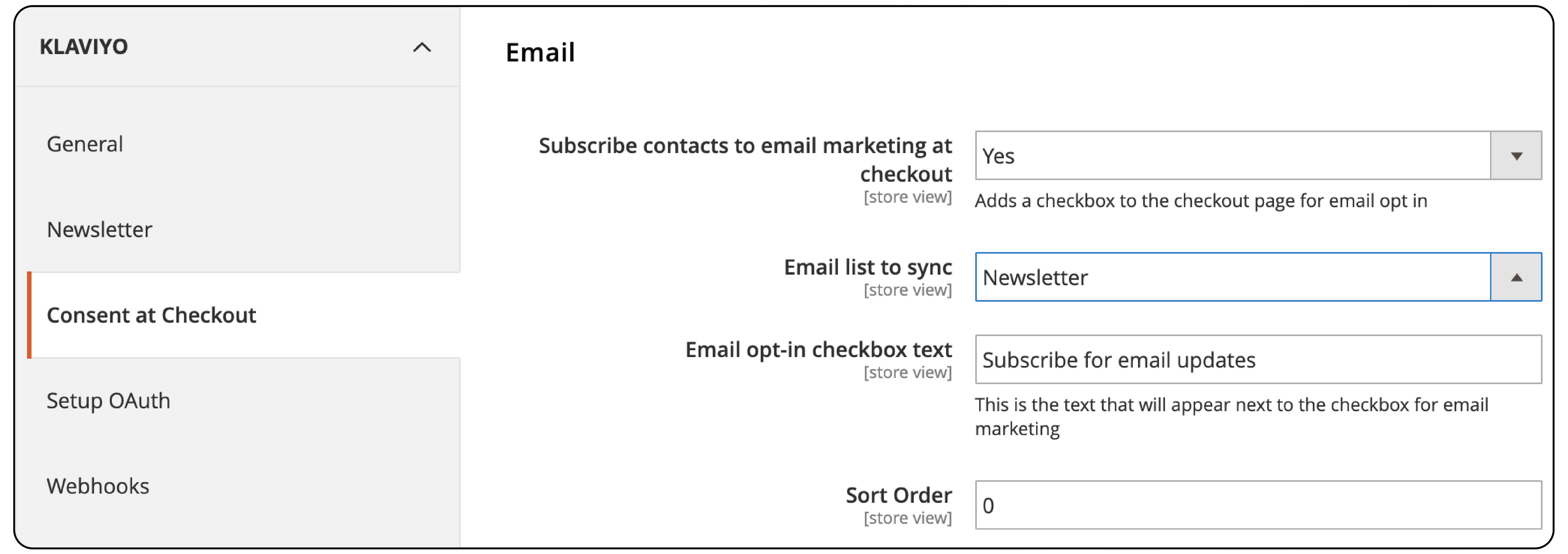 Enable Consent at Checkout: Click Consent