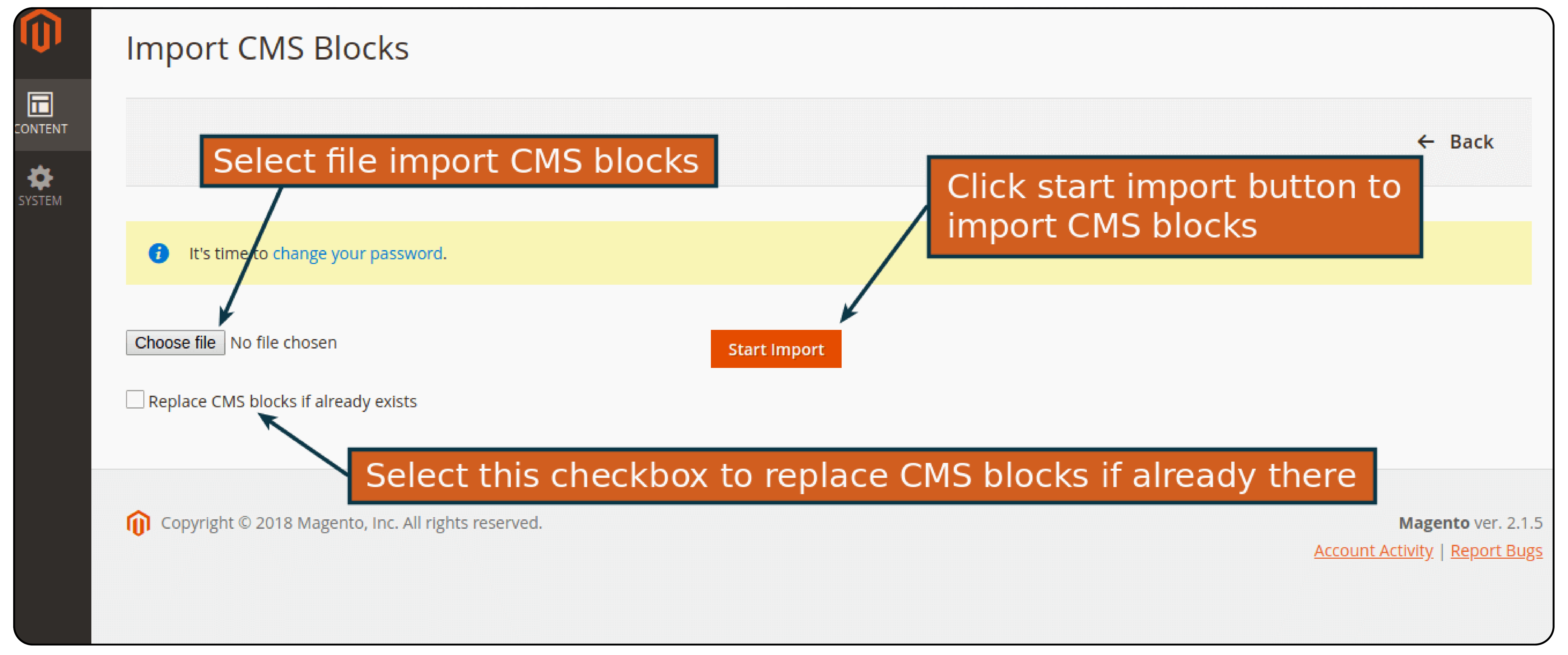 Import in Magento 2 CMS Migration Extension