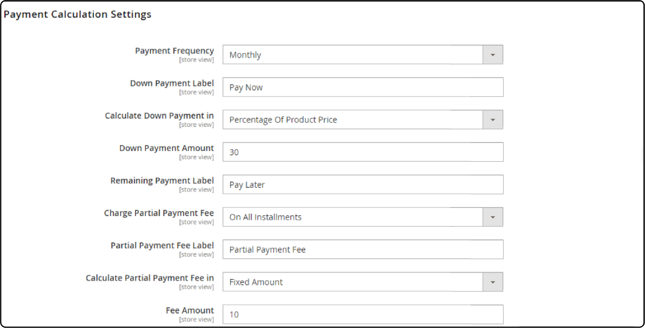 Configuring Magento 2 partial payment extension and payment calculations