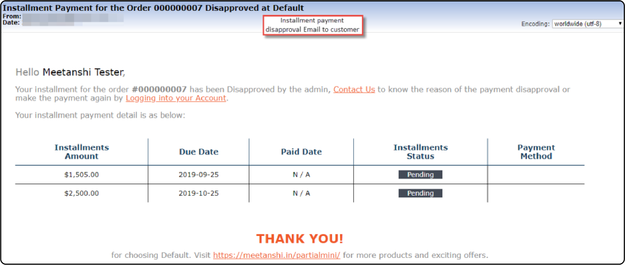 Email notification for partial payment disapproval in Magento 2