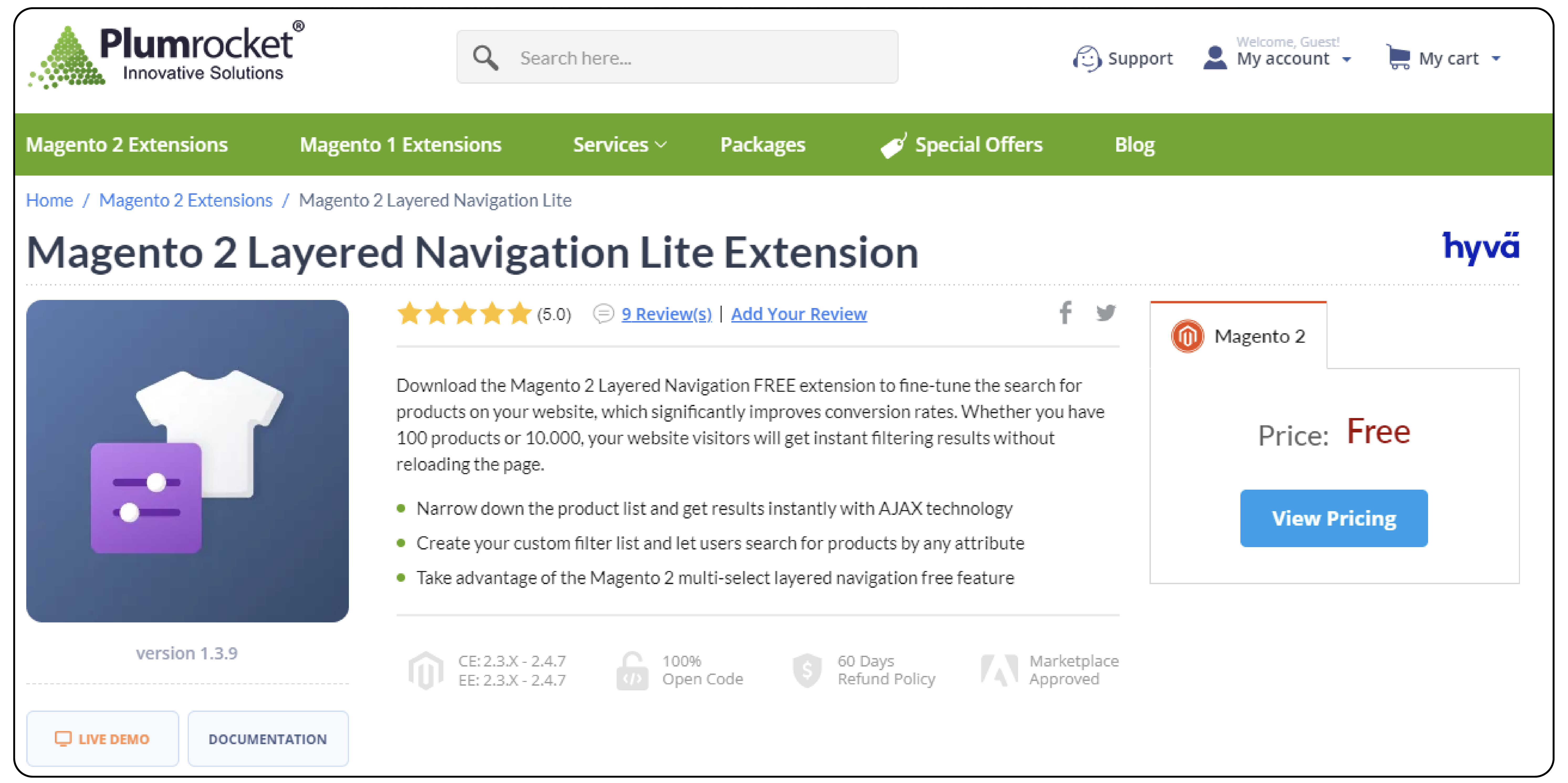 Magento 2 Layered Navigation Lite Extension by Plumrocket