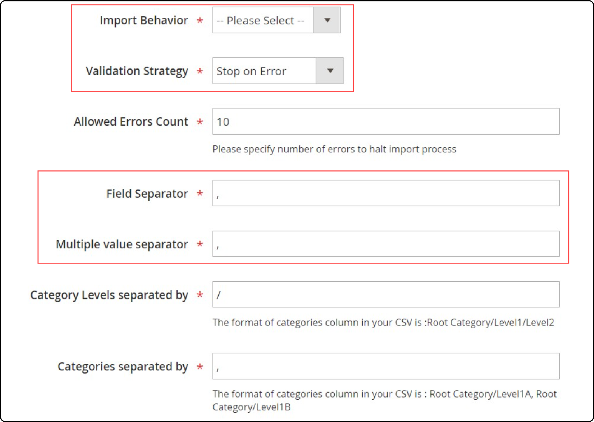 Configuring import behavior for API migration from osCommerce to Magento