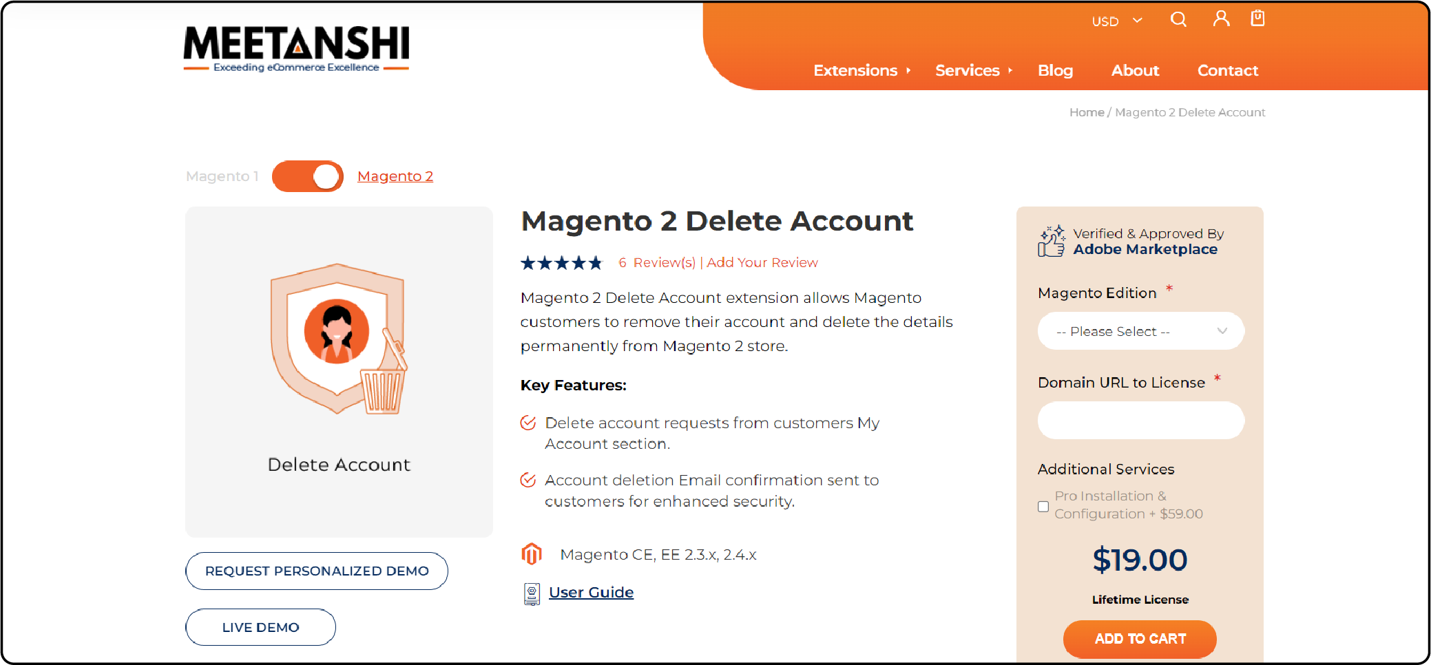 Top Providers of Magento 2 Delete Account Extension-Meetanshi