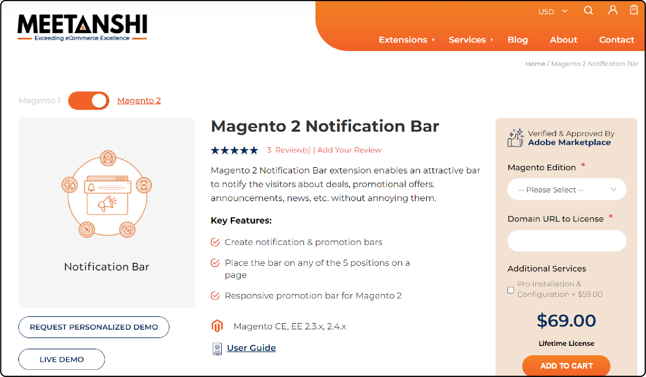 Top 5 Providers of Magento 2 Notification Bar-Meetanshi