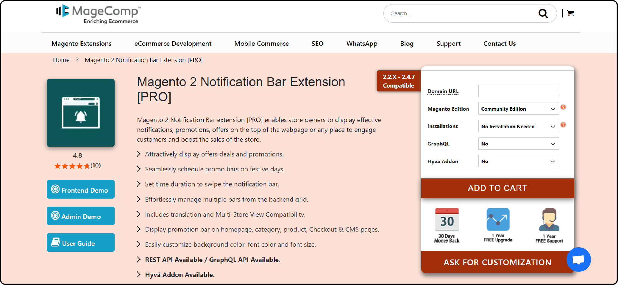 Top 5 Providers of Magento 2 Notification Bar-MageComp