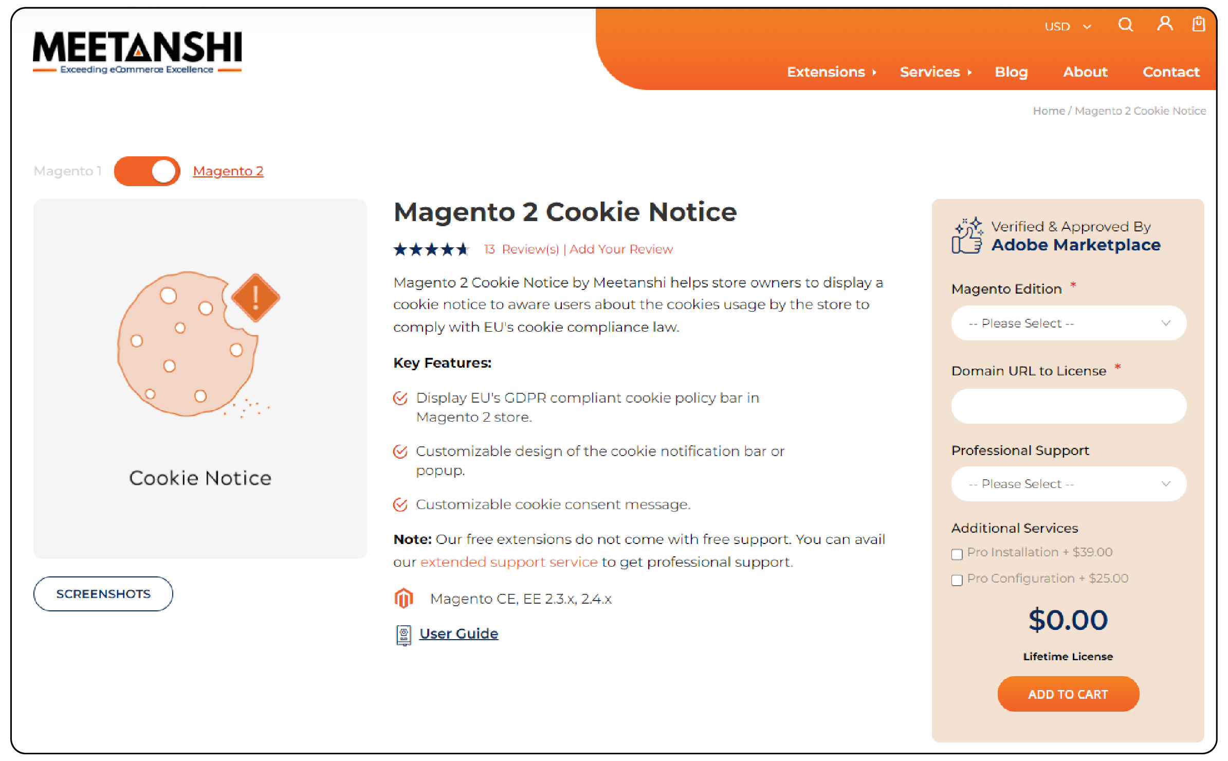 Meetanshi Magento 2 Cookie Notice Extension