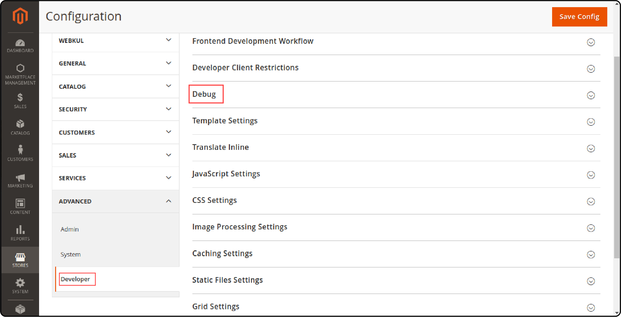 Navigate to Debug