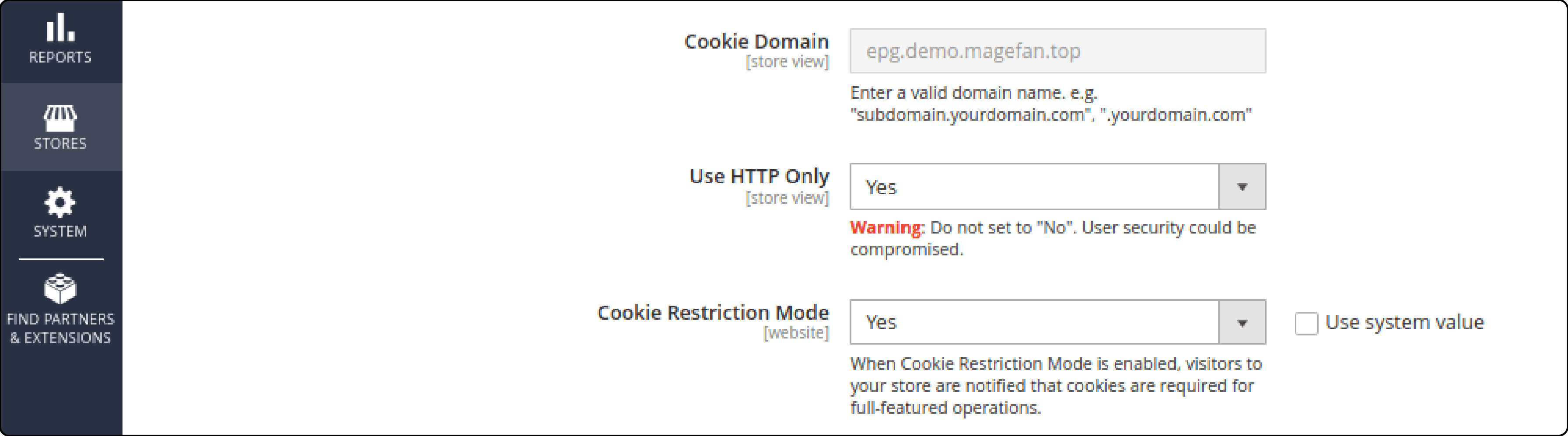 Cookie Domain in Magento 2 Cookie Policy