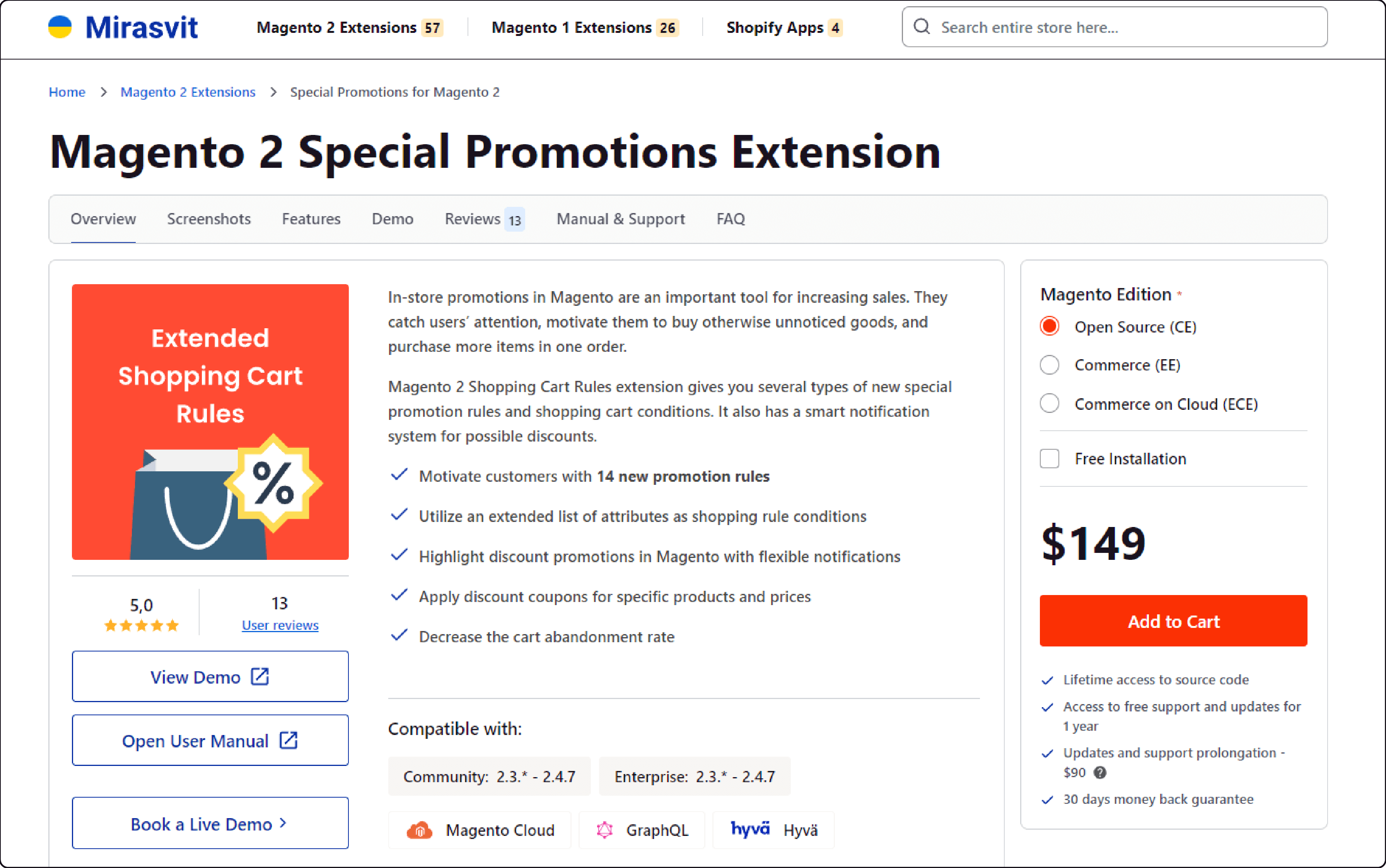 Special Promotions Magento Extension: Mirasvit