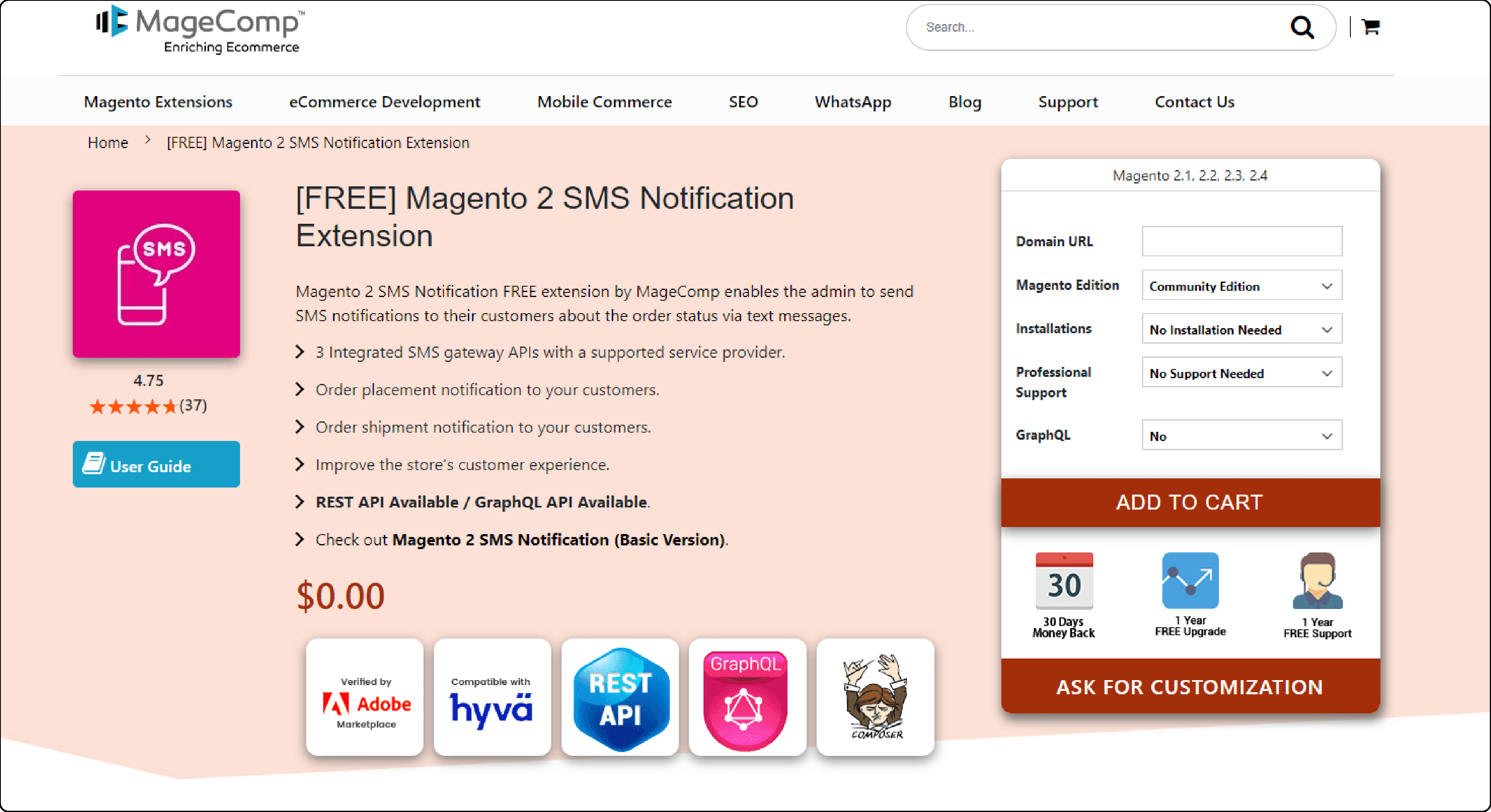 Magento 2 SMS Notification Extension-MageComp