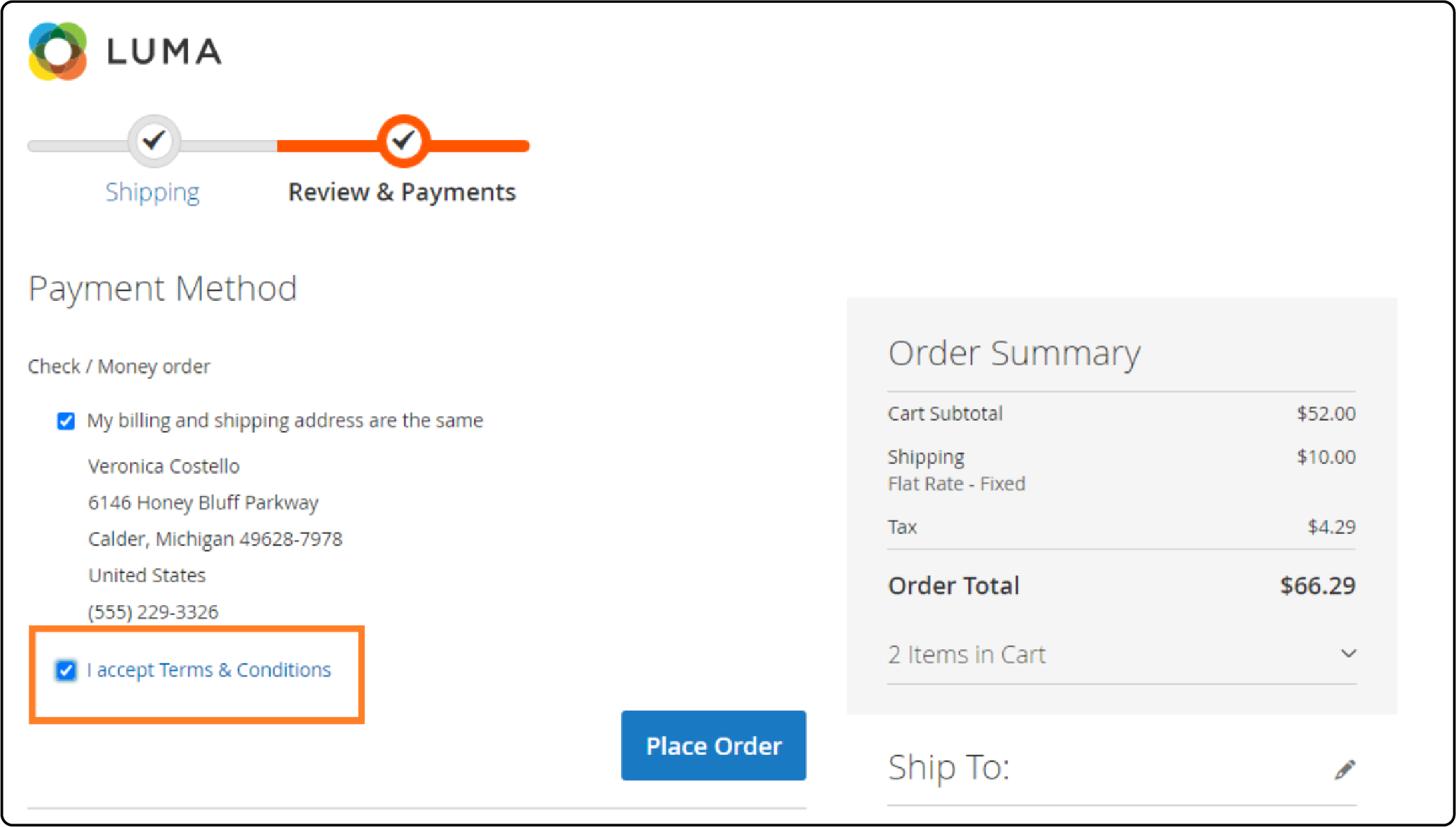 What is the Magento 2 Terms and Conditions Checkbox