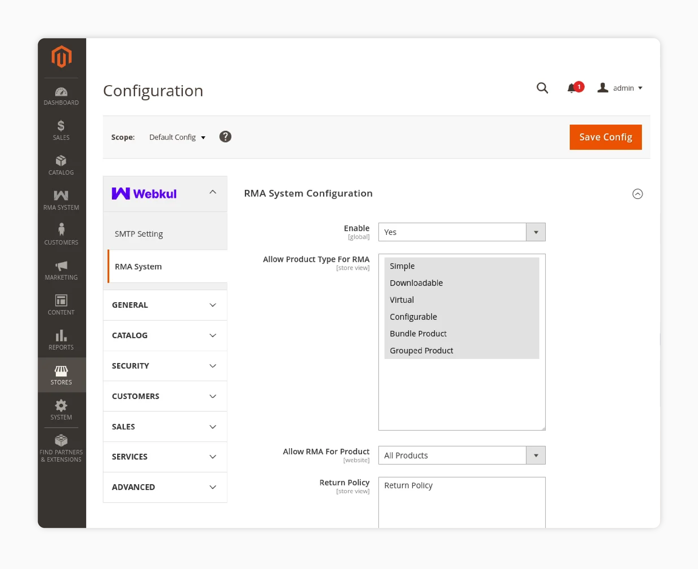 Configuring Magento Returns and Exchanges