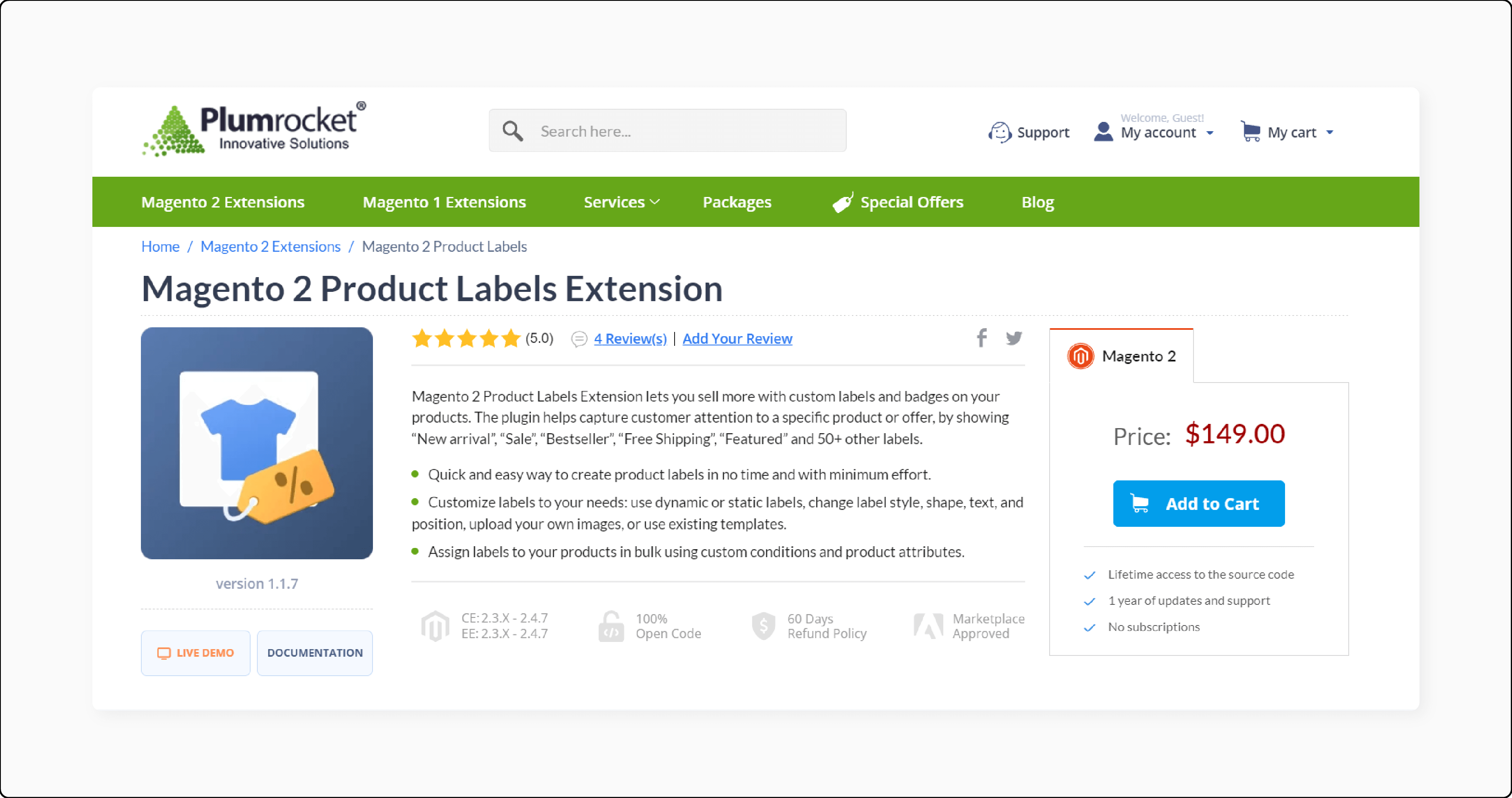 Magento 2 Product Labels Extension - Plumrocket