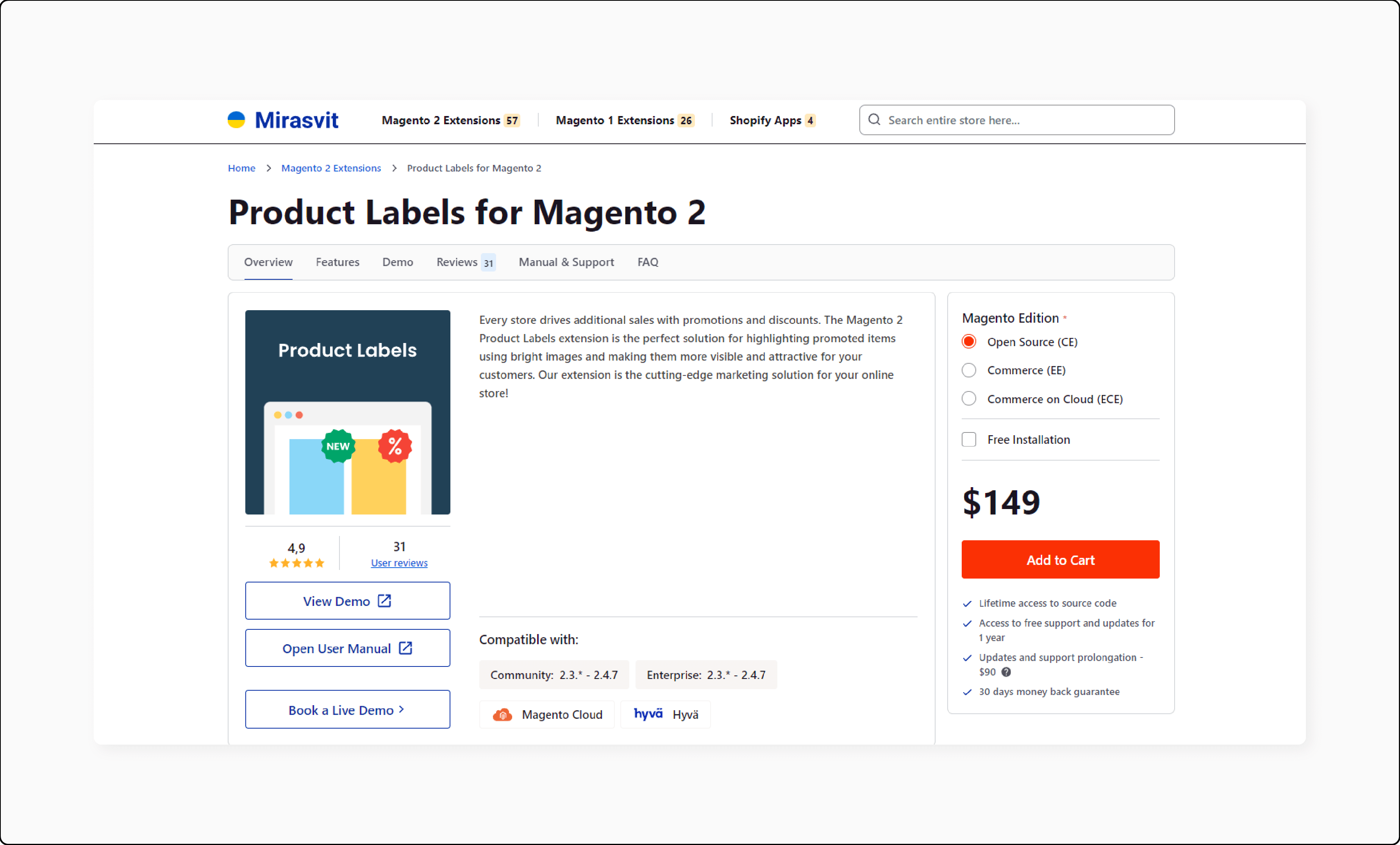 Product Labels for Magento 2 - Mirasvit