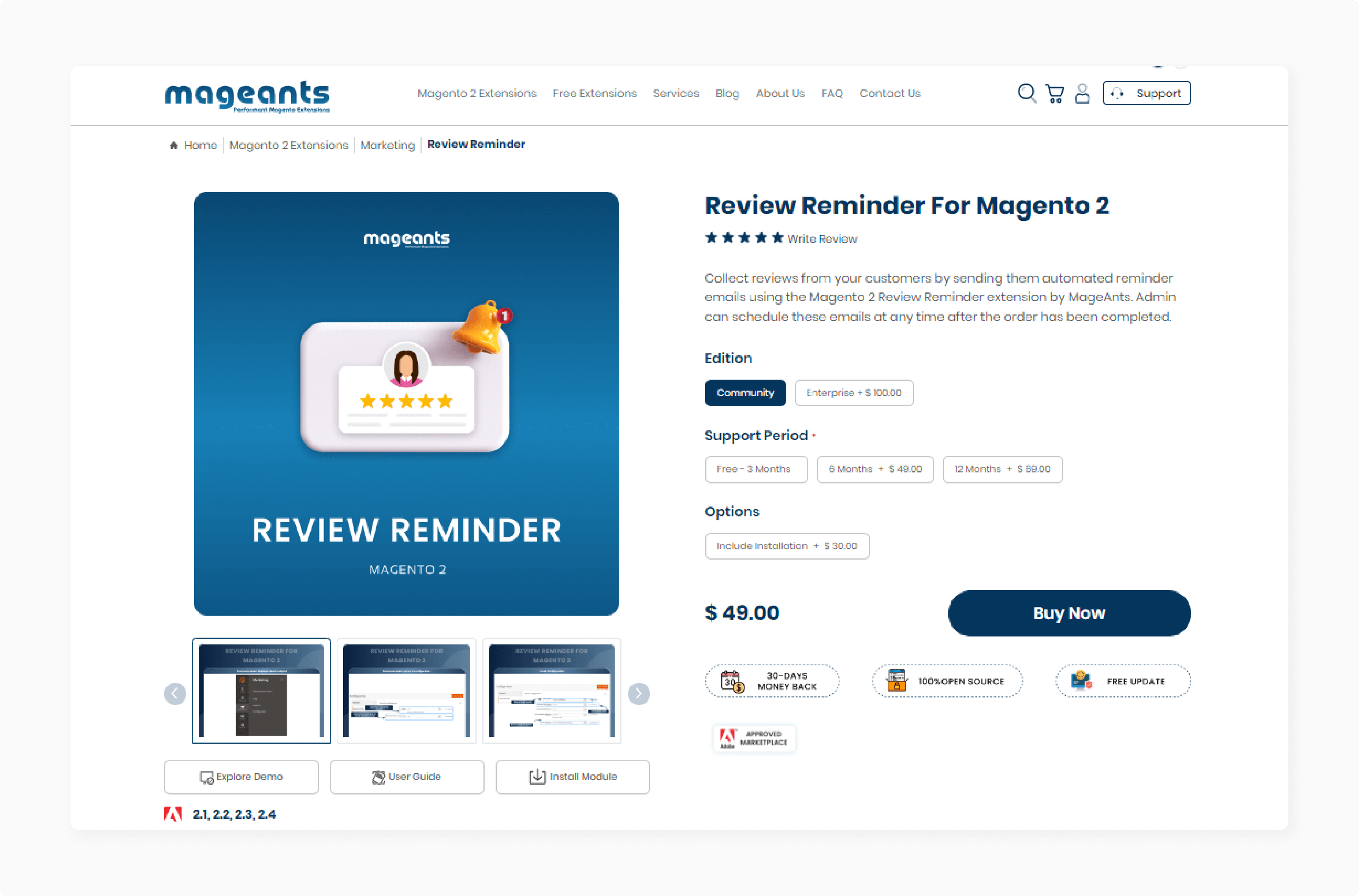 MageAnts Magento 2 Review Reminder