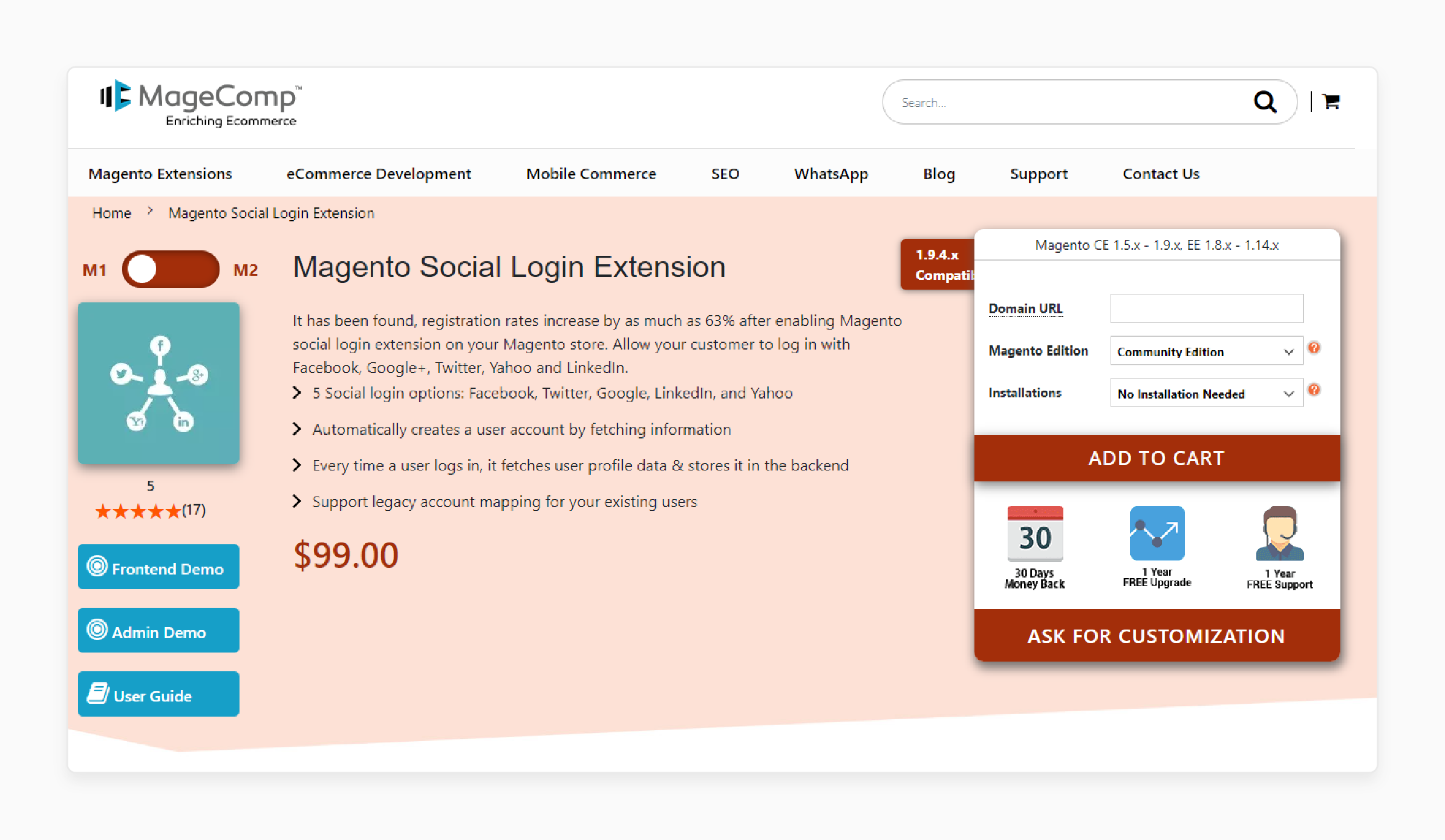 MageComp Magento 2 Social Login Extension