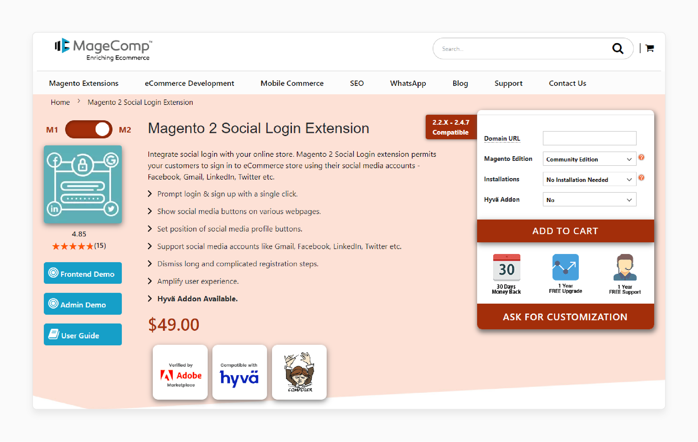 MageComp Magento 2 Social Login Extension