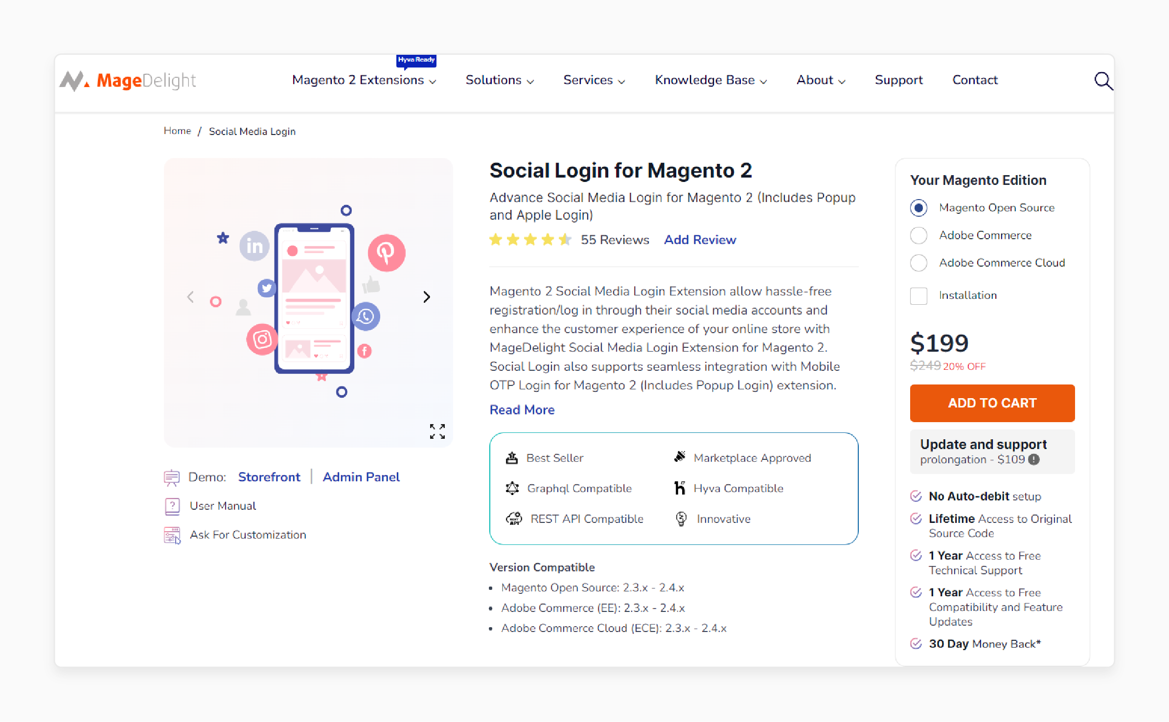 Magedelight Magento 2 Social Login Extension