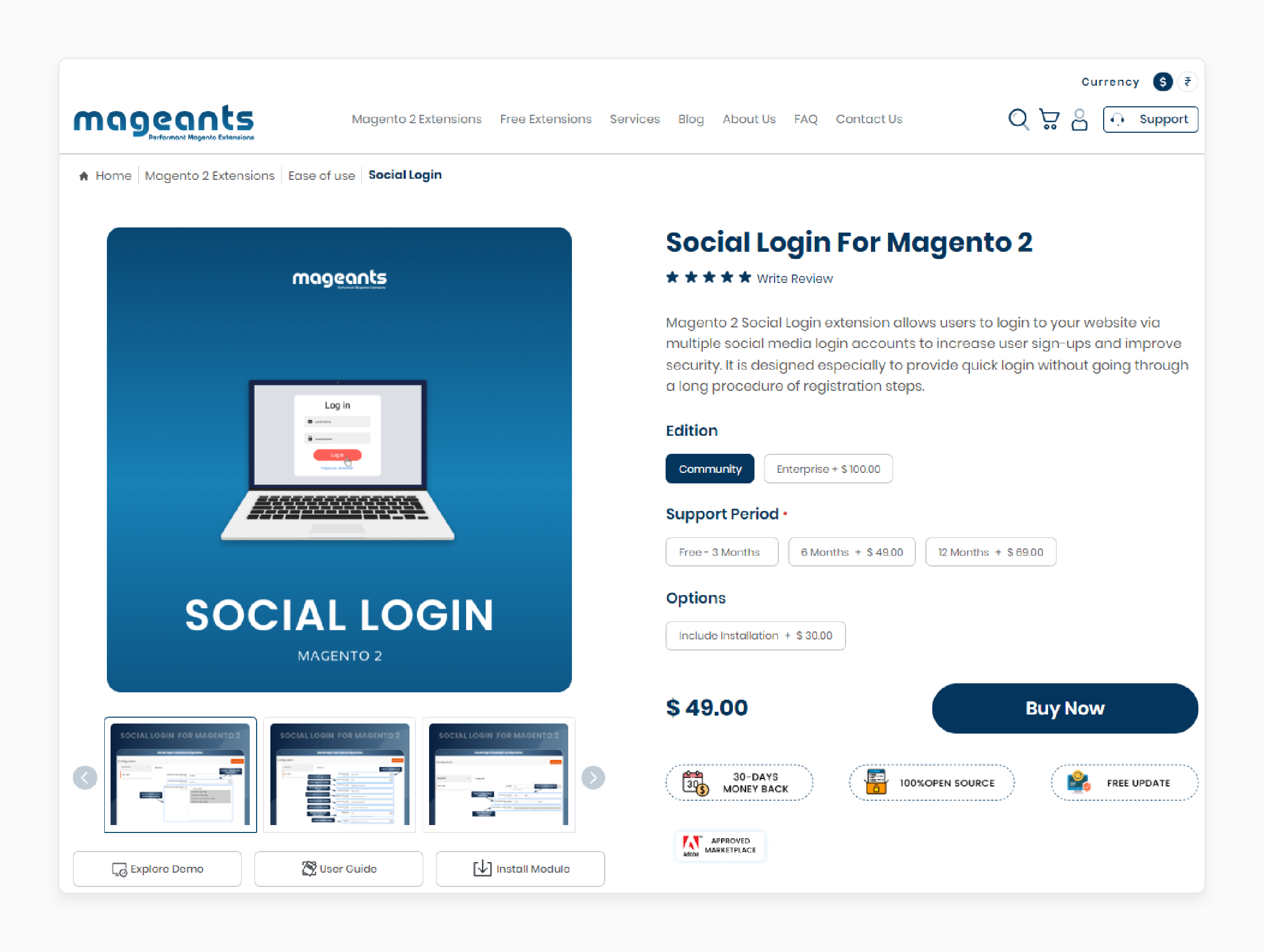 MageAnts Magento 2 Social Login Extension