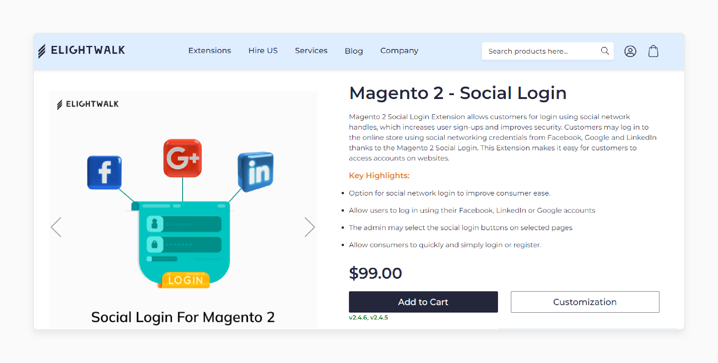 Elightwalk Magento 2 Social Login Extension