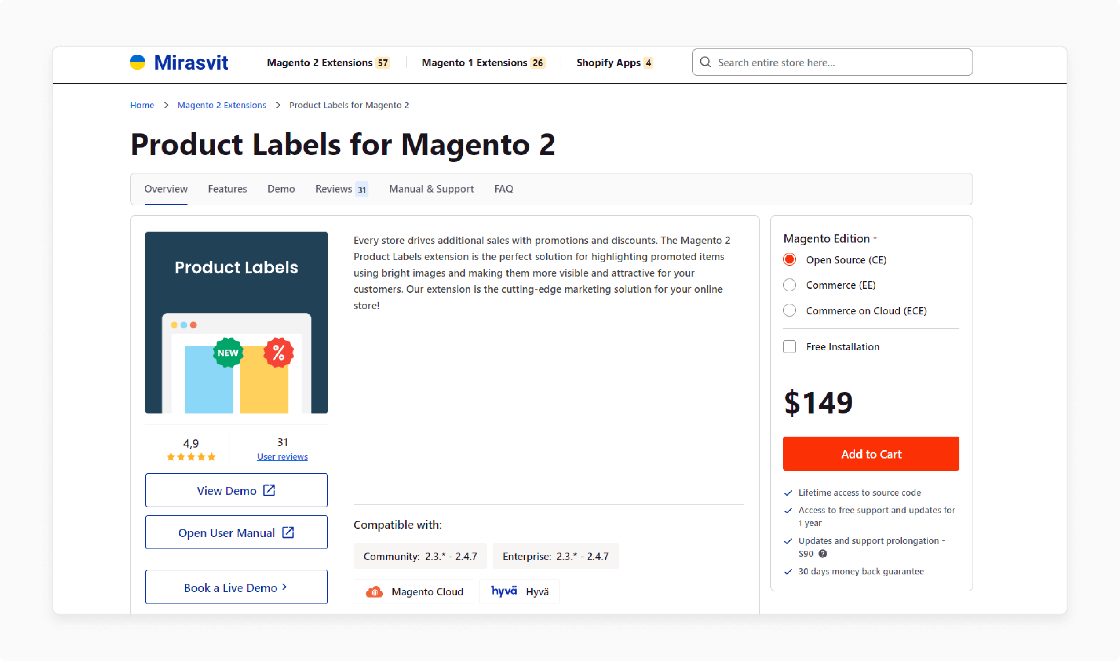 Mirasvit Magento 2 Product Labels