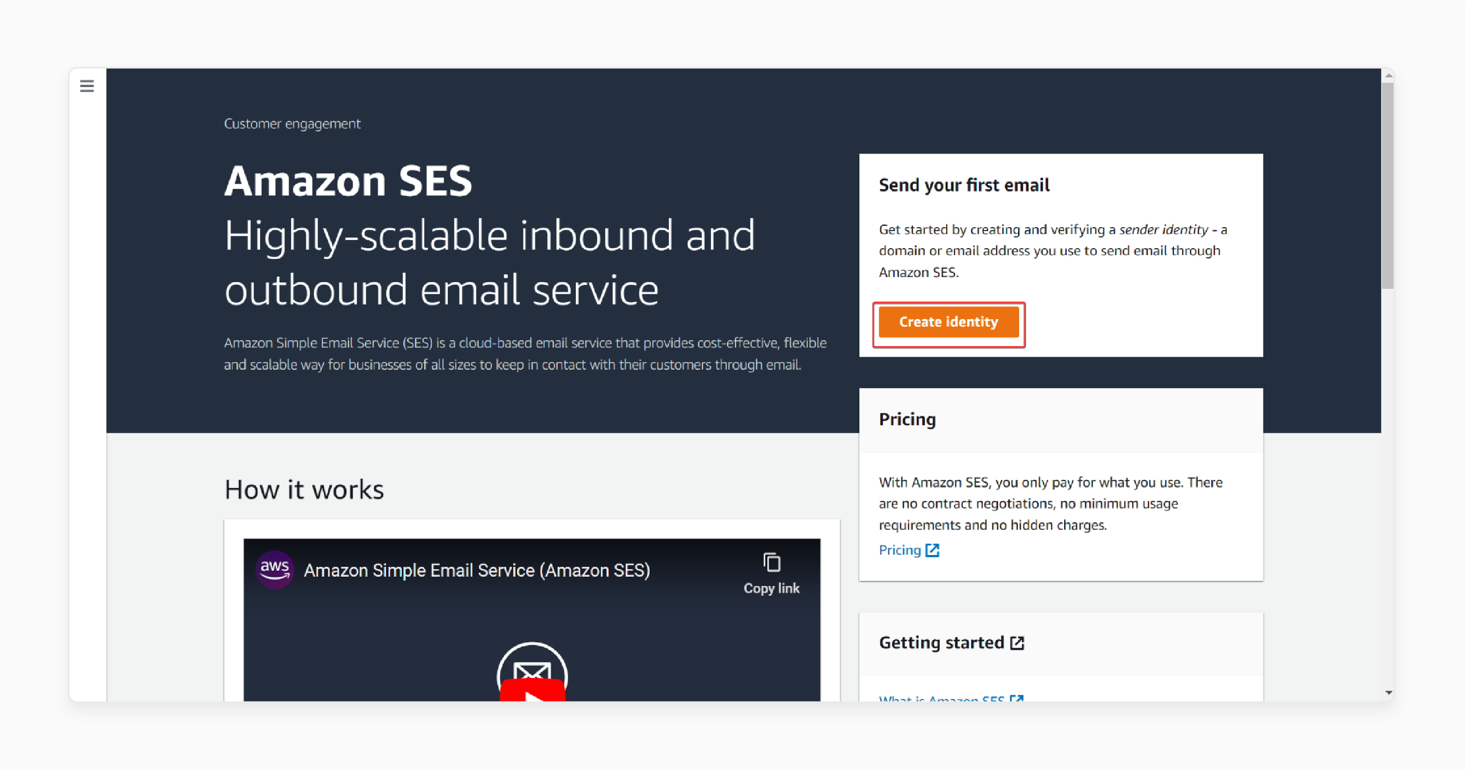 Create Identiy of AWS SES