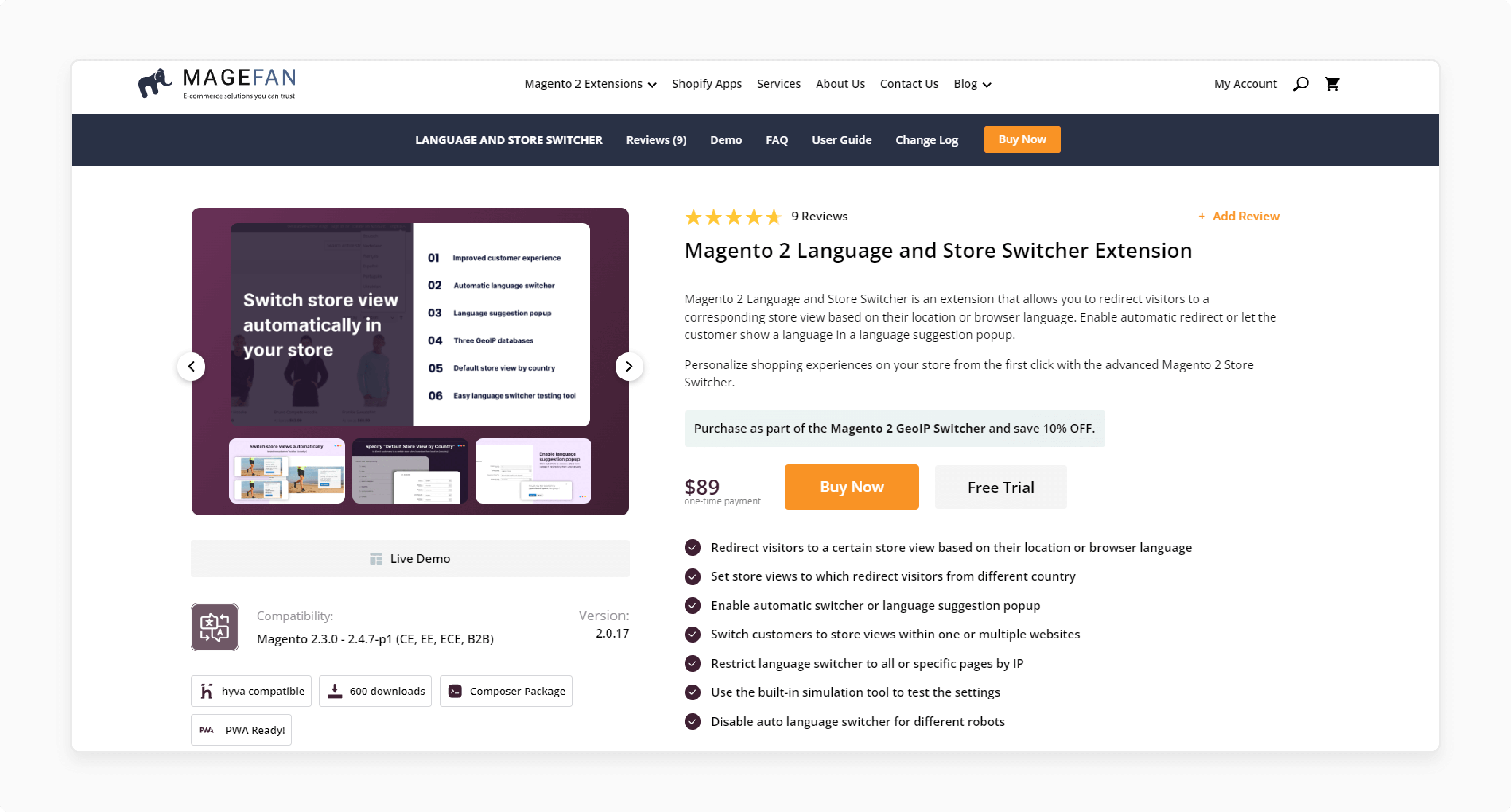 MageFan Magento 2 Website Switcher