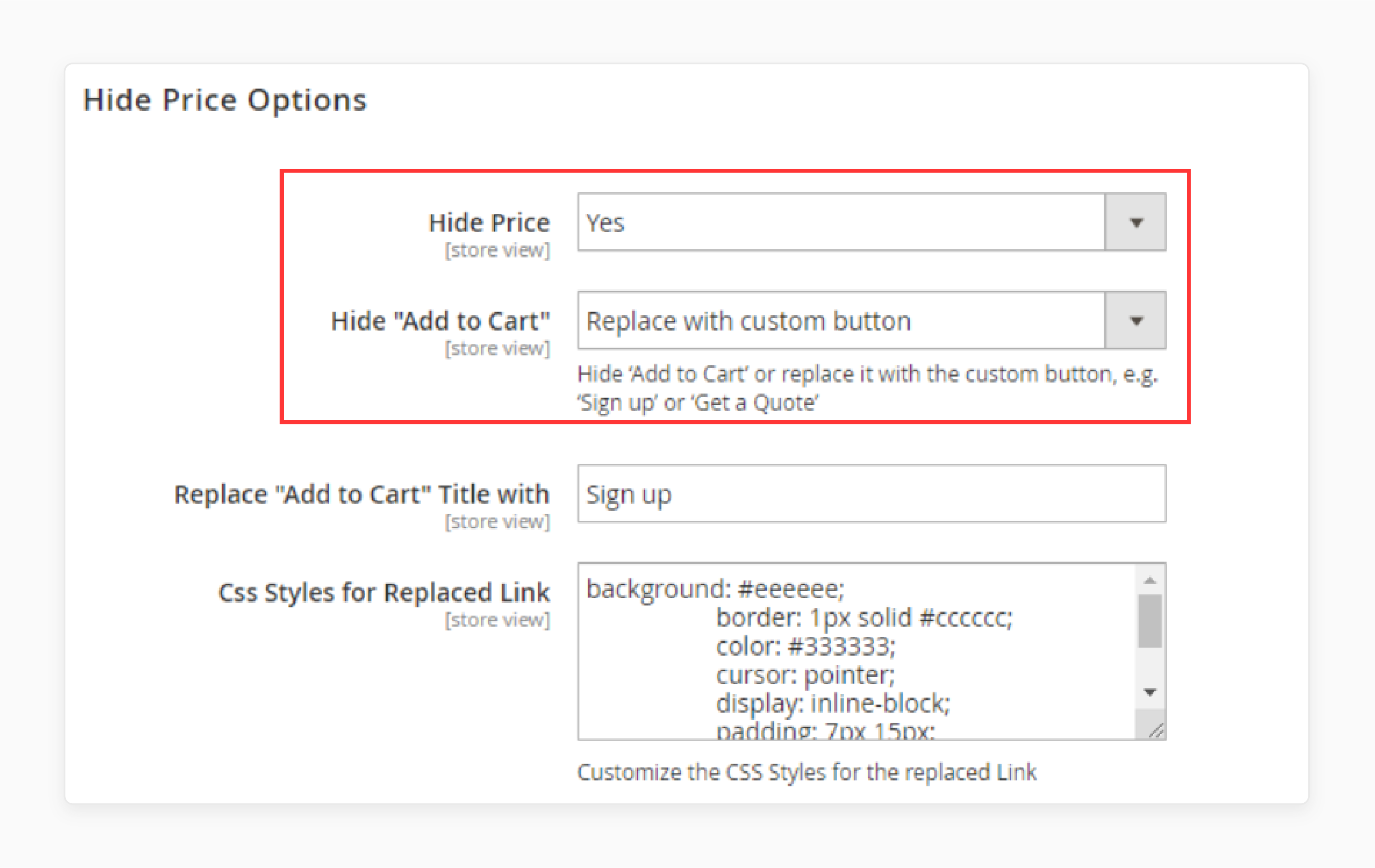 hiding price for products using Magento 2 hide price extension