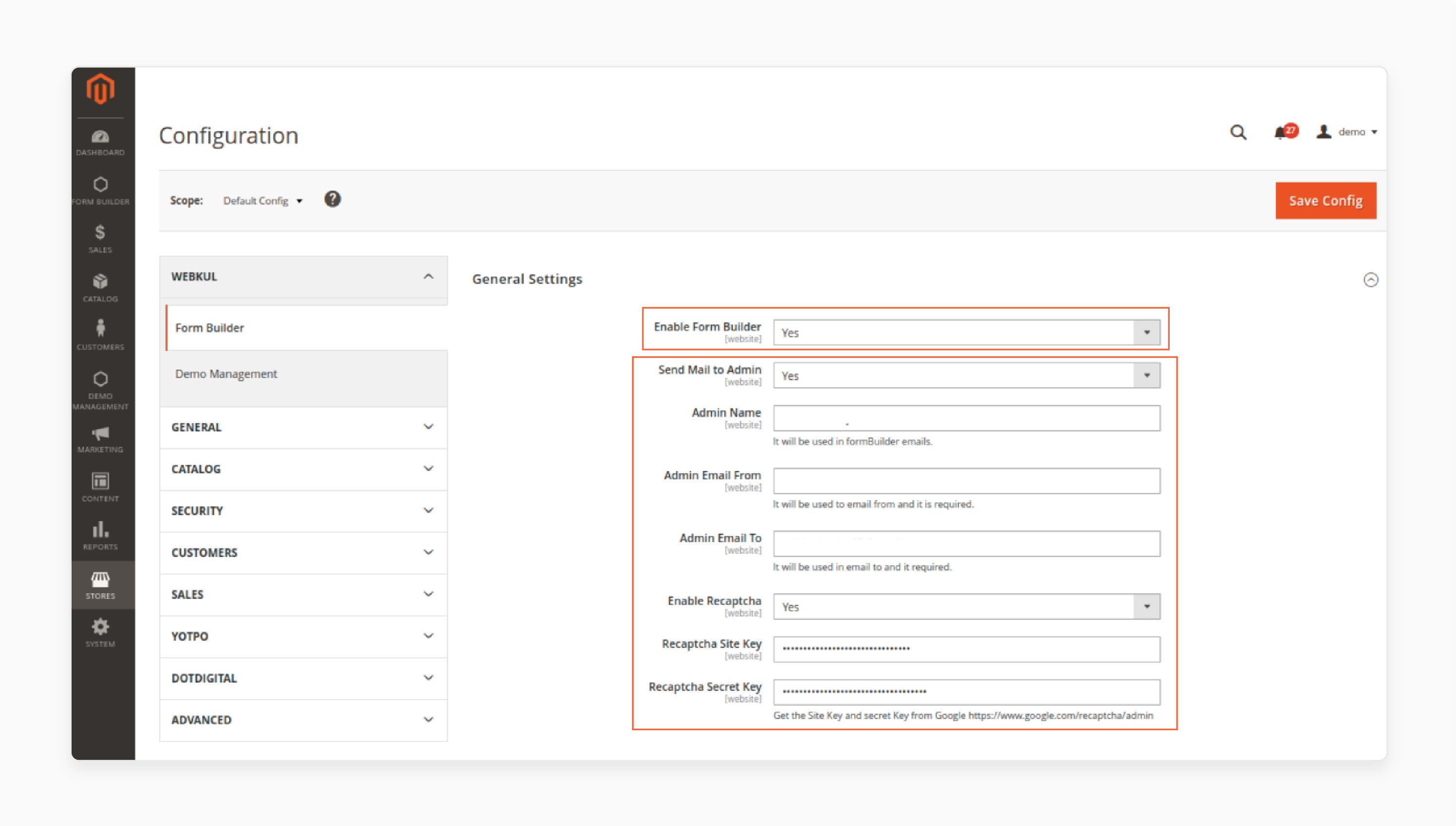 Steps to enable and configure Magento 2 Form Builder extension