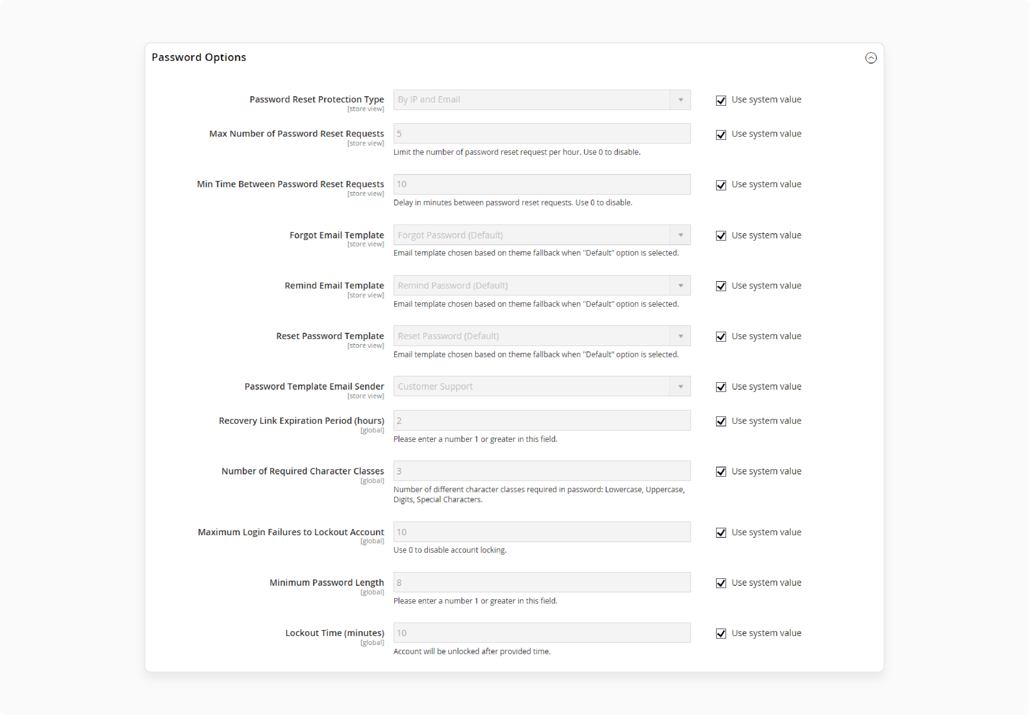 Password rules for Magento admin panel