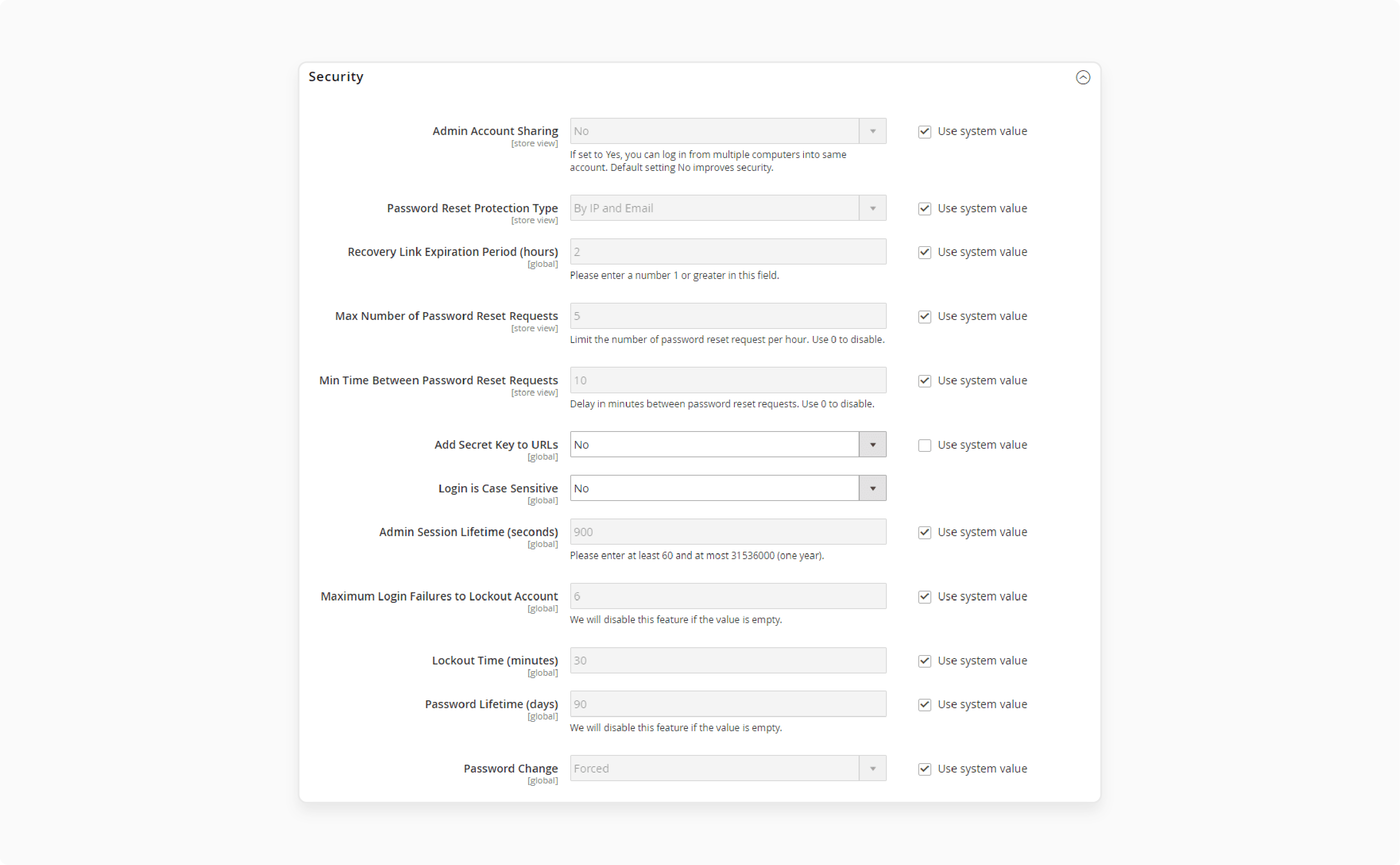 Magento admin security settings for better protection