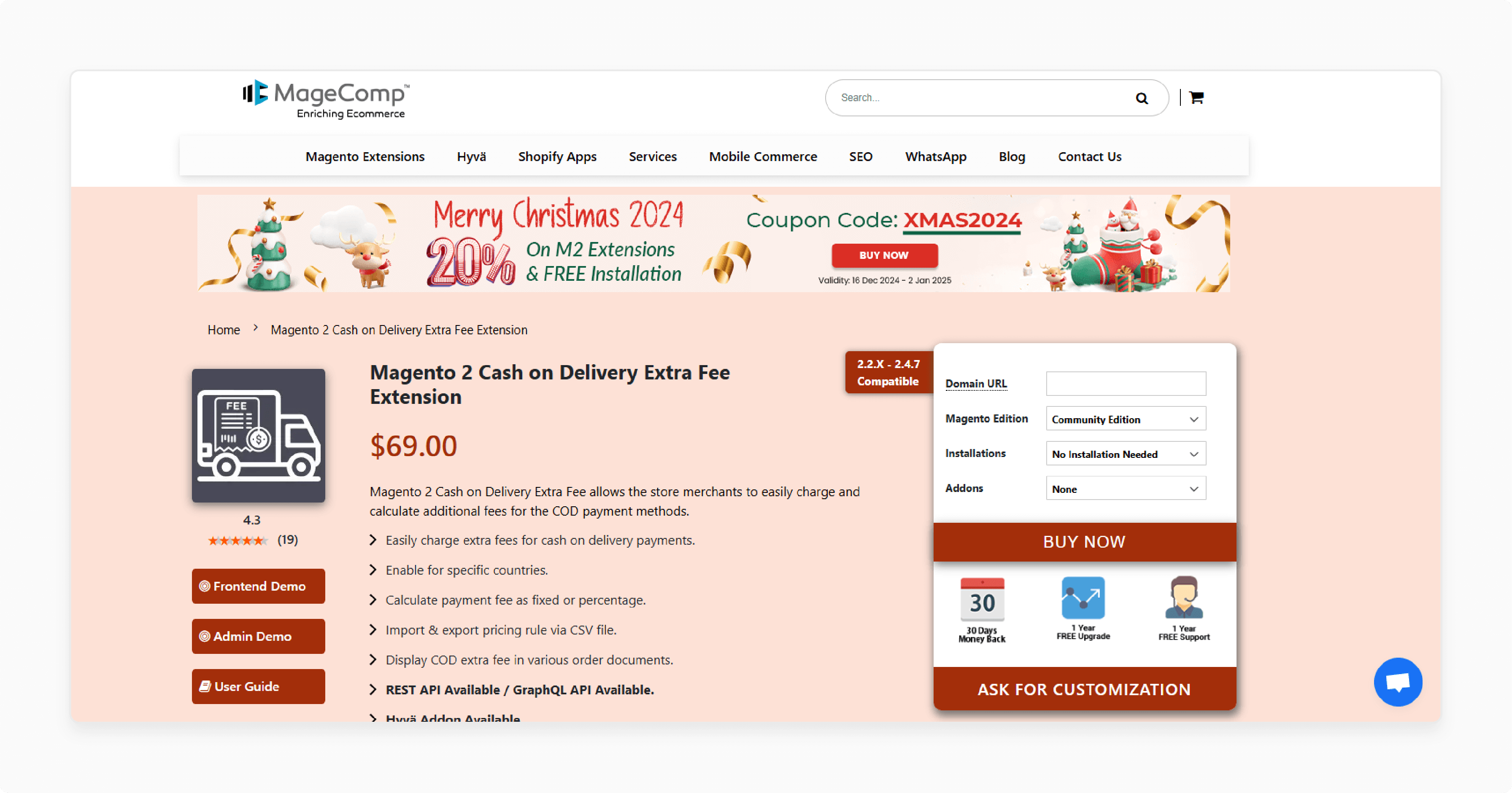 delivery extra fee for magento 2 extension by magecomp with flexible fee structures for cod payments