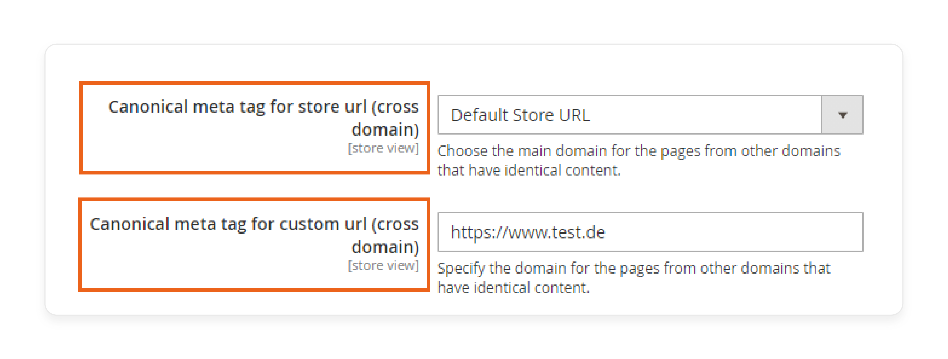 cross-domain canonical tag configuration for multi-store setups in magento 2